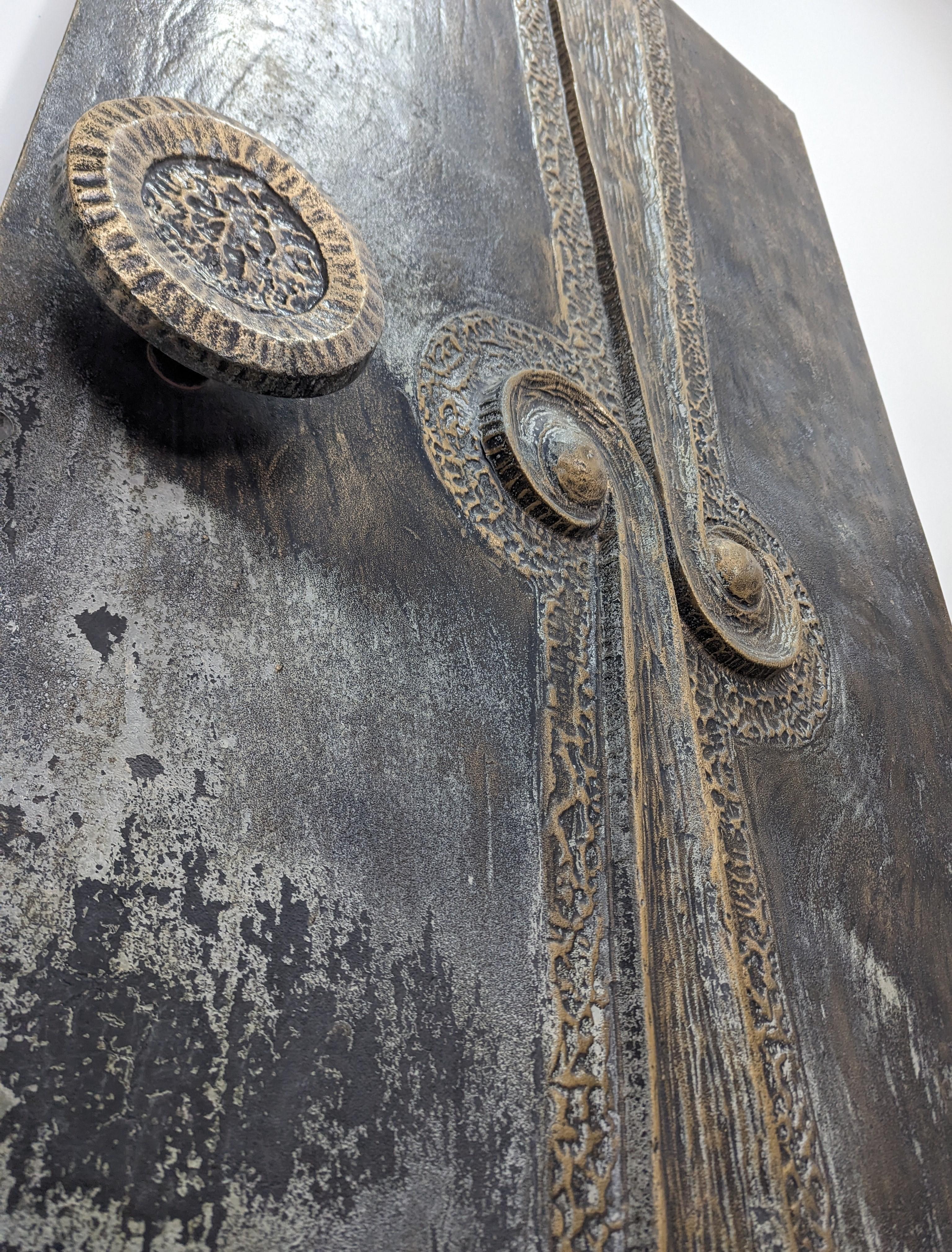 Puerta Escultórica Brutalista de Aluminio Fundido Años 60 1