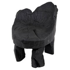 Brutalist Sculptural Chair, Solid Burnt Oak Wood,  Unique 1/1, Jownik