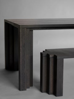 Brutalist & Sculptural Handcrafted Bench, Solid French Oak, Cadence by Mokko