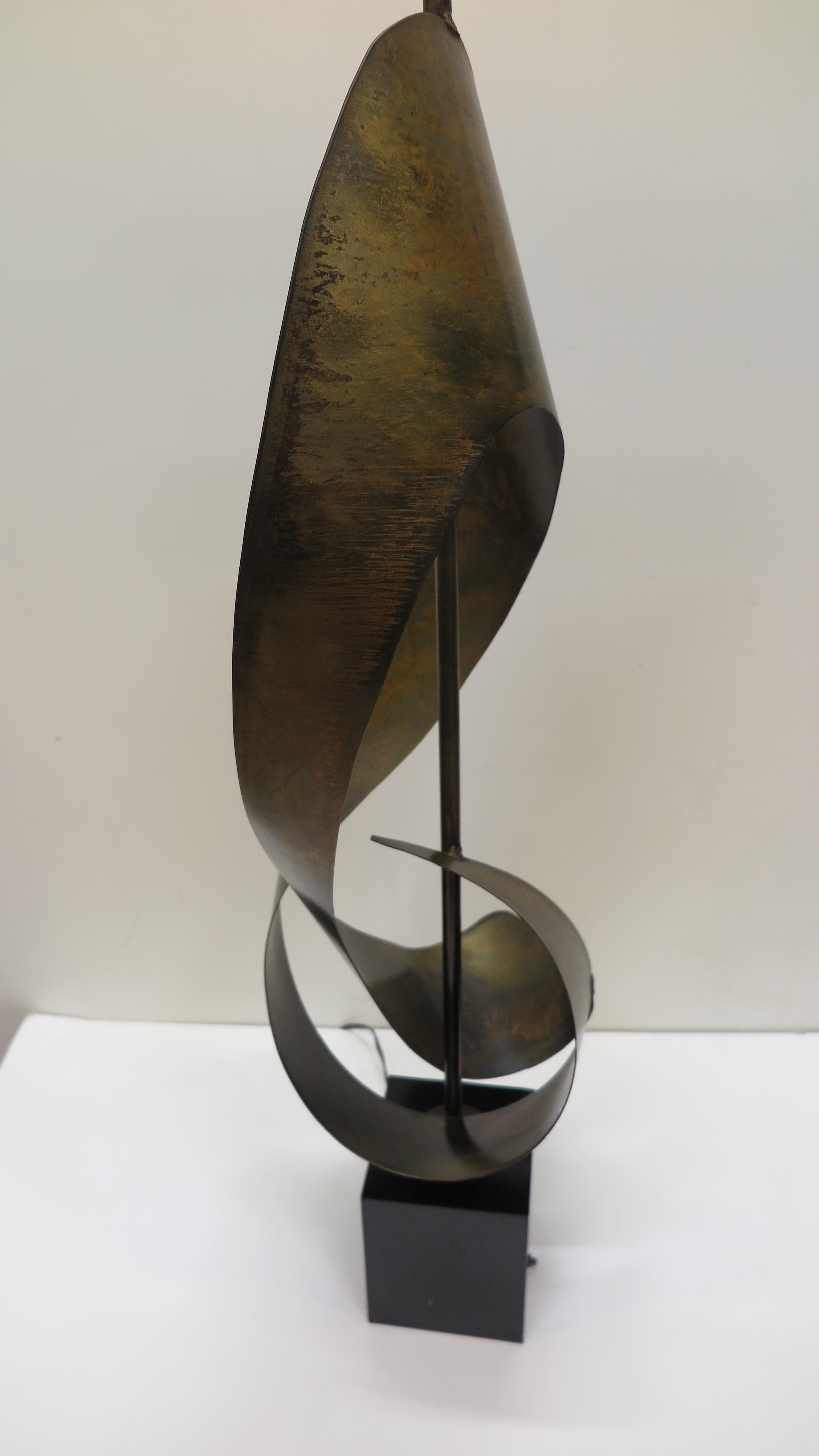 Patinated Brutalist Sculptural Lamp Richard Barr for Laurel For Sale