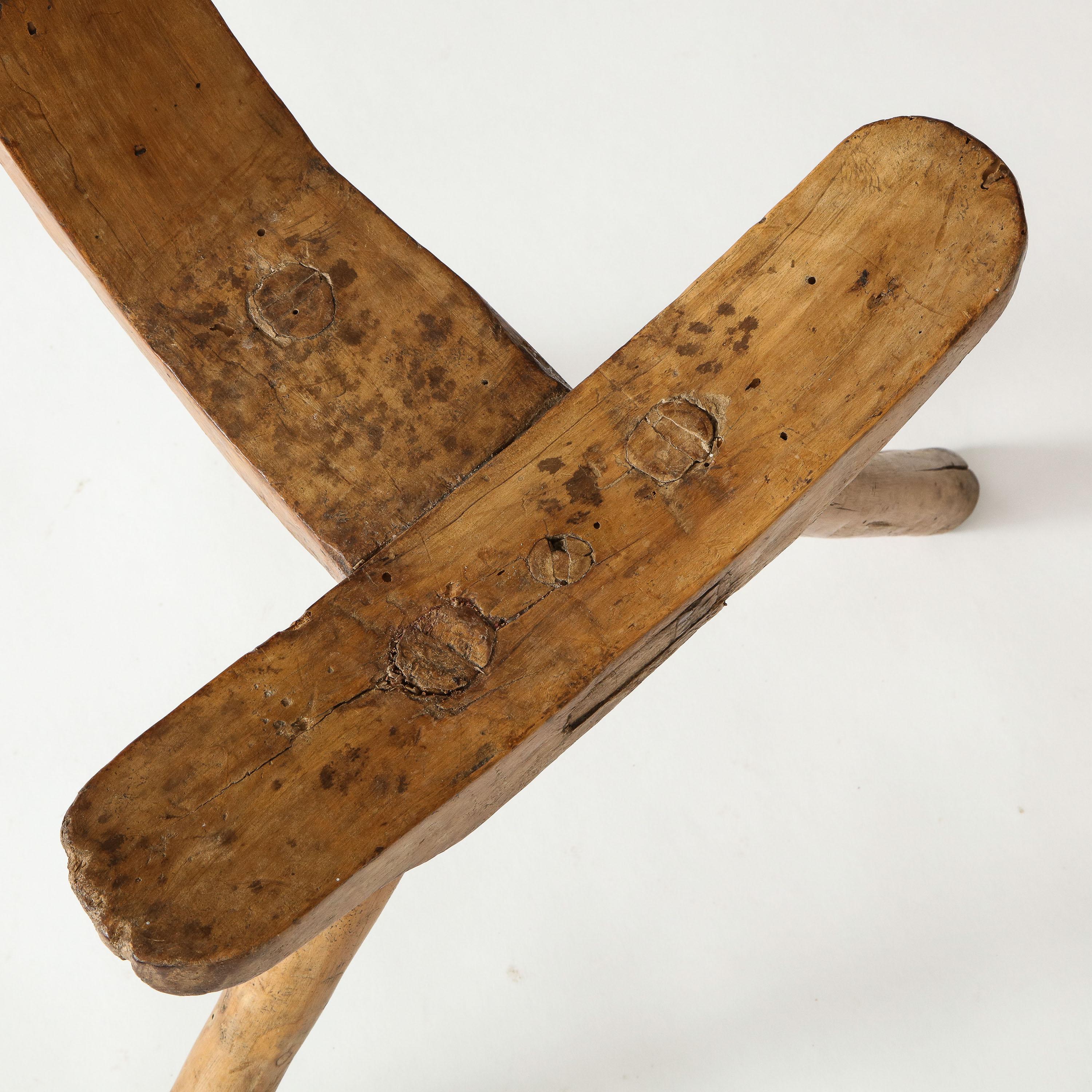 Brutalist Sculptural Rustic European Elm Stool In Fair Condition For Sale In New York, NY