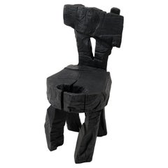 Brutalist Sculptural Stool, Carved, Solid Wood, Oak, Black, Rustic, Logniture Brutalist Sculptural Stool, Carved, Solid Wood, Oak, Black, Rustic, Logniture