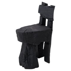 Brutalist Sculptural Stool, Carved, Solid Wood, Oak, Black, Rustic, Logniture Brutalist Sculptural Stool, Carved, Solid Wood, Oak, Black, Rustic, Logniture