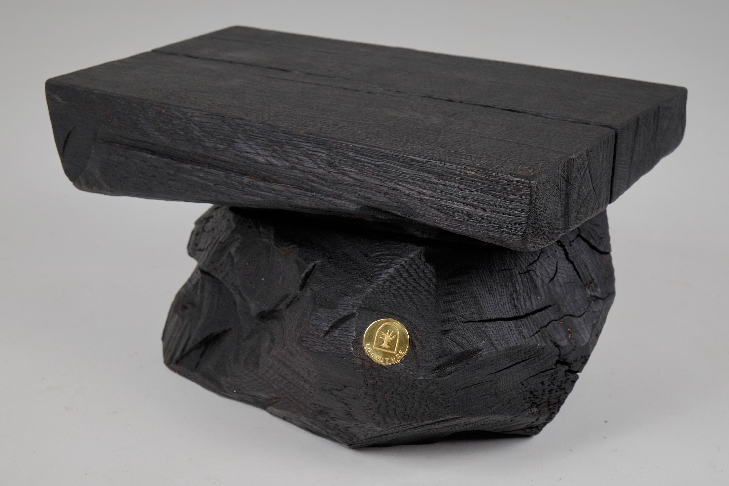 Brutalist Sculptural Stool/Side Table, Solid Burnt Oak Wood,  Unique 1/1, Jownik In New Condition For Sale In Stara Gradiška, HR