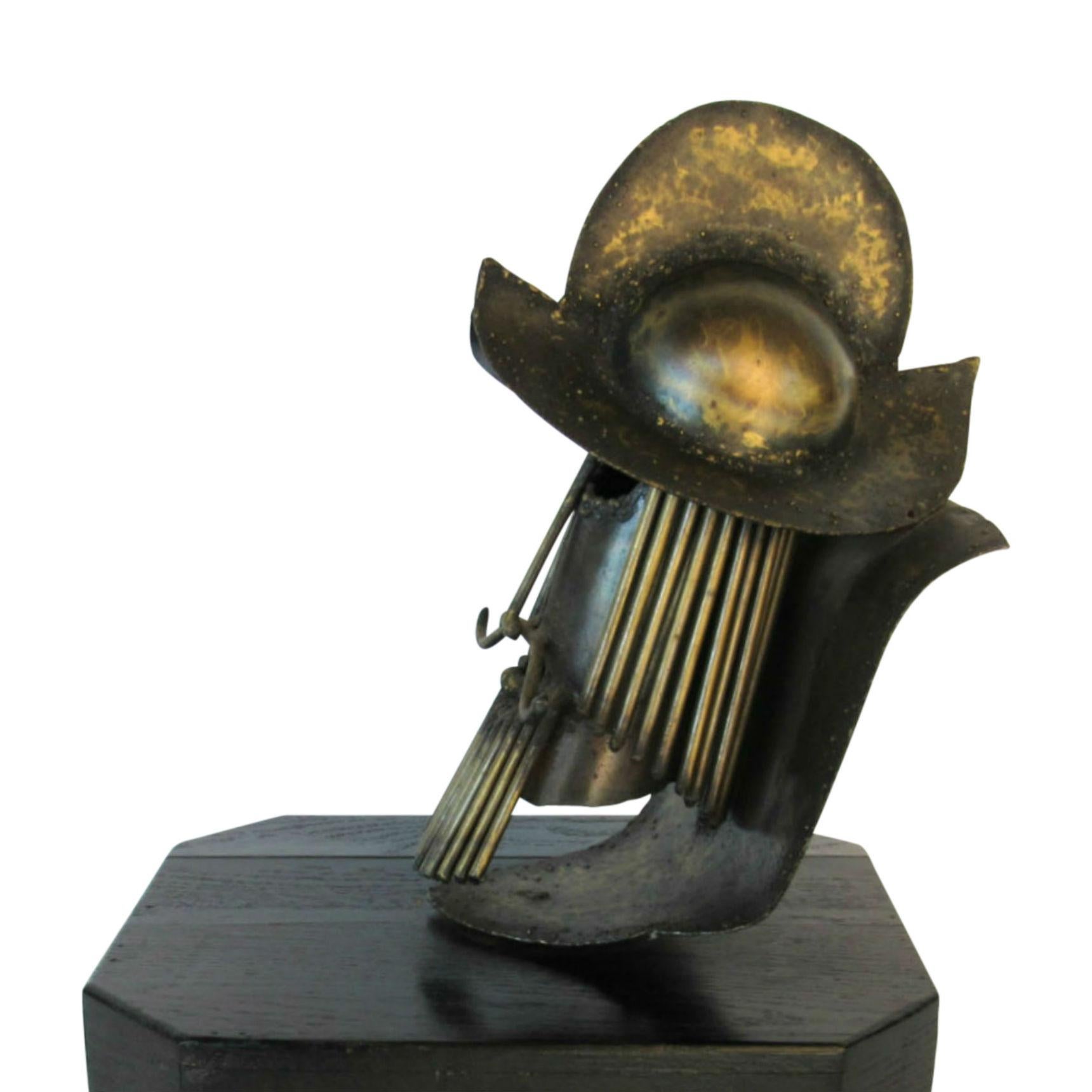 American Brutalist Metal Midcentury Modern Conquistador Sculpture  For Sale