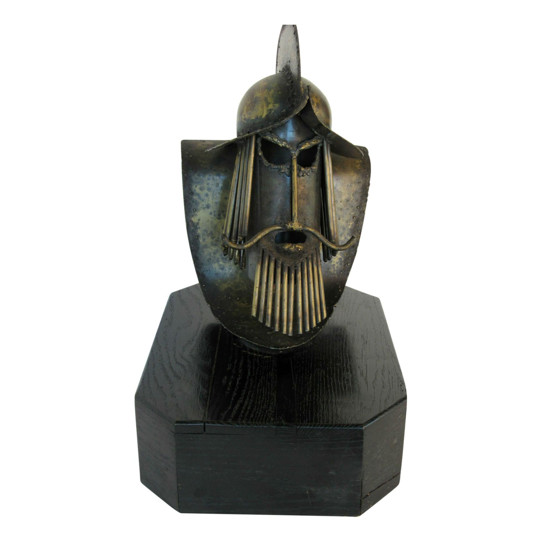 Steel Brutalist Metal Midcentury Modern Conquistador Sculpture  For Sale