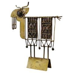 Vintage Brutalist sculpture in welded and patinated copper and brass - Jarc - 1970