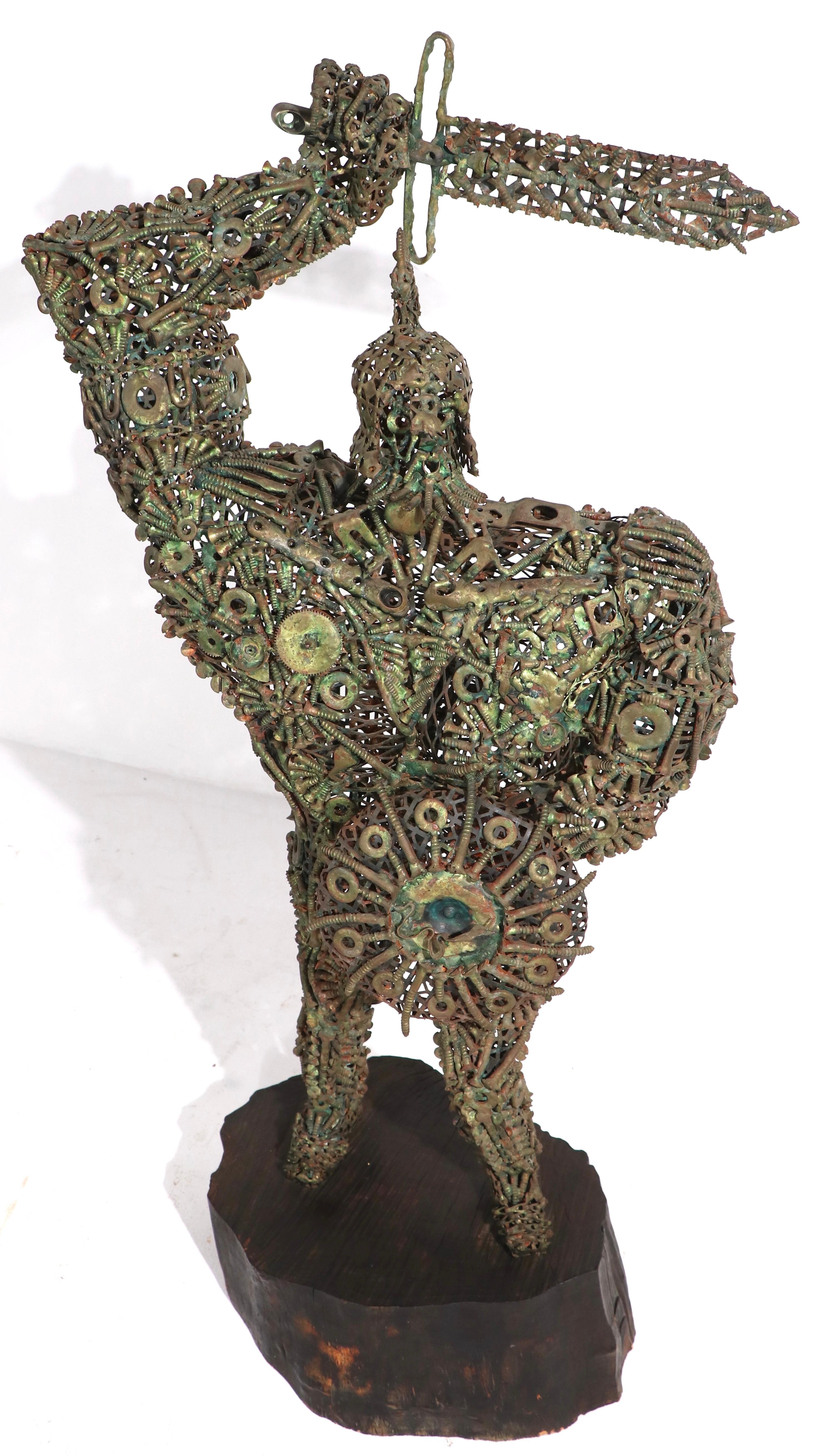 20th Century Brutalist Sculpture of a Knight with Sword For Sale