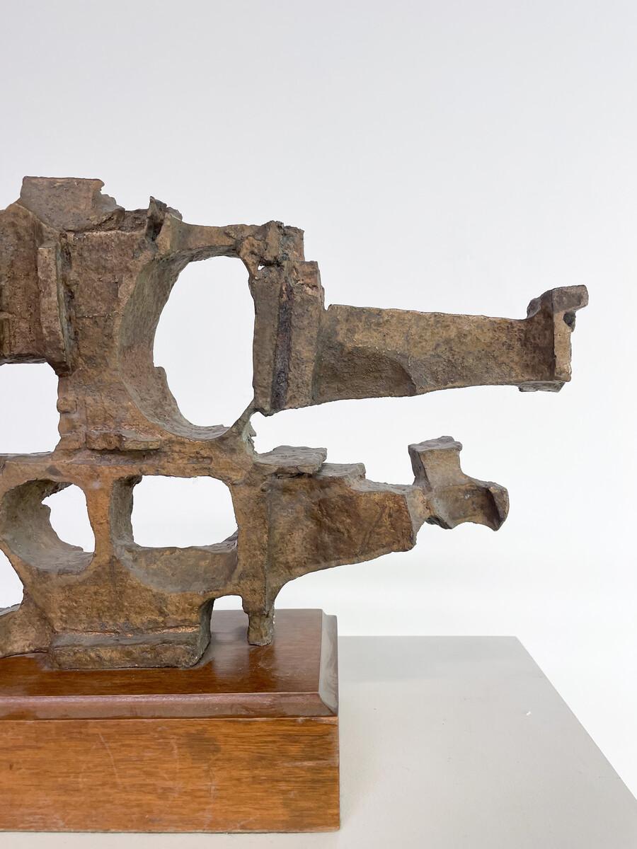 Brutalist Sculpture, Wood and Metal In Good Condition For Sale In Brussels, BE