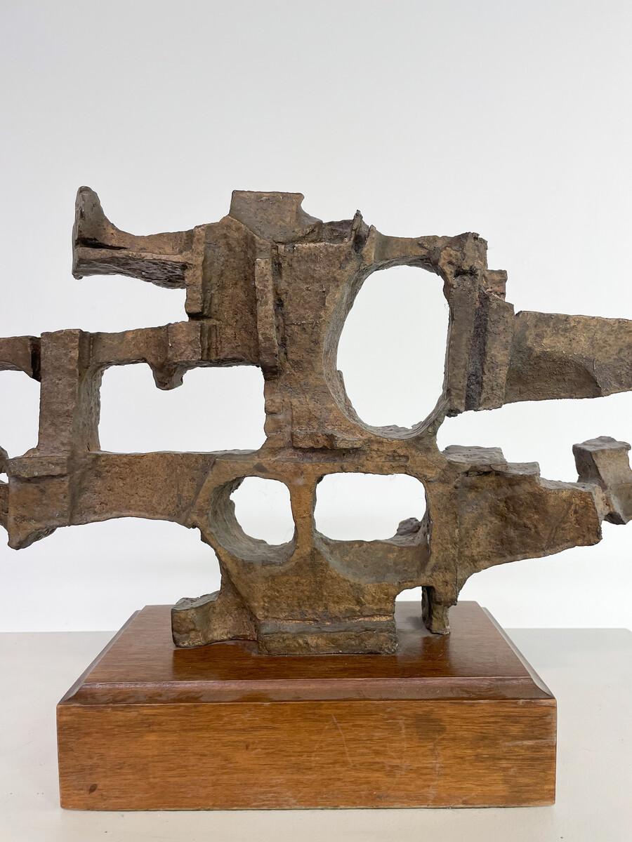 20th Century Brutalist Sculpture, Wood and Metal For Sale