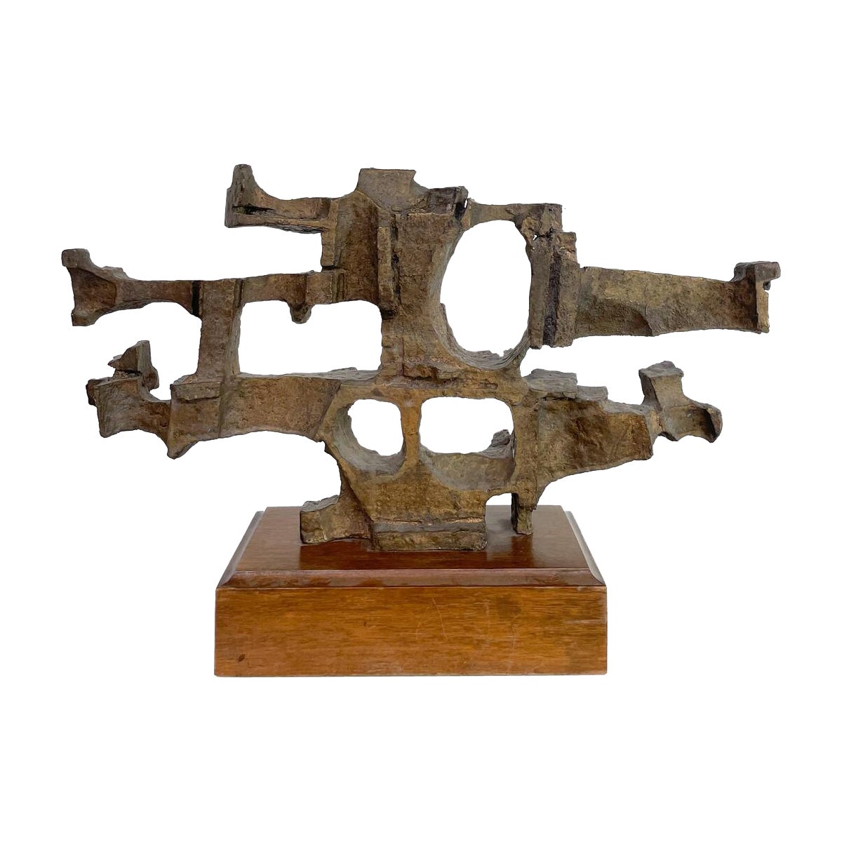 Brutalist Sculpture, Wood and Metal For Sale
