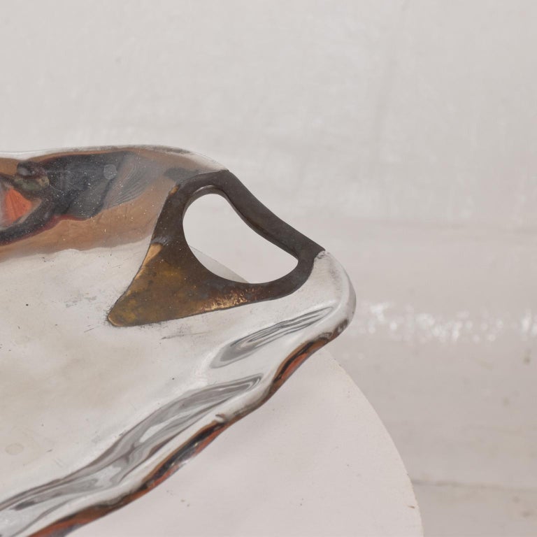 Brutalist Serving Tray in Aluminum and Brass, by David Marshall