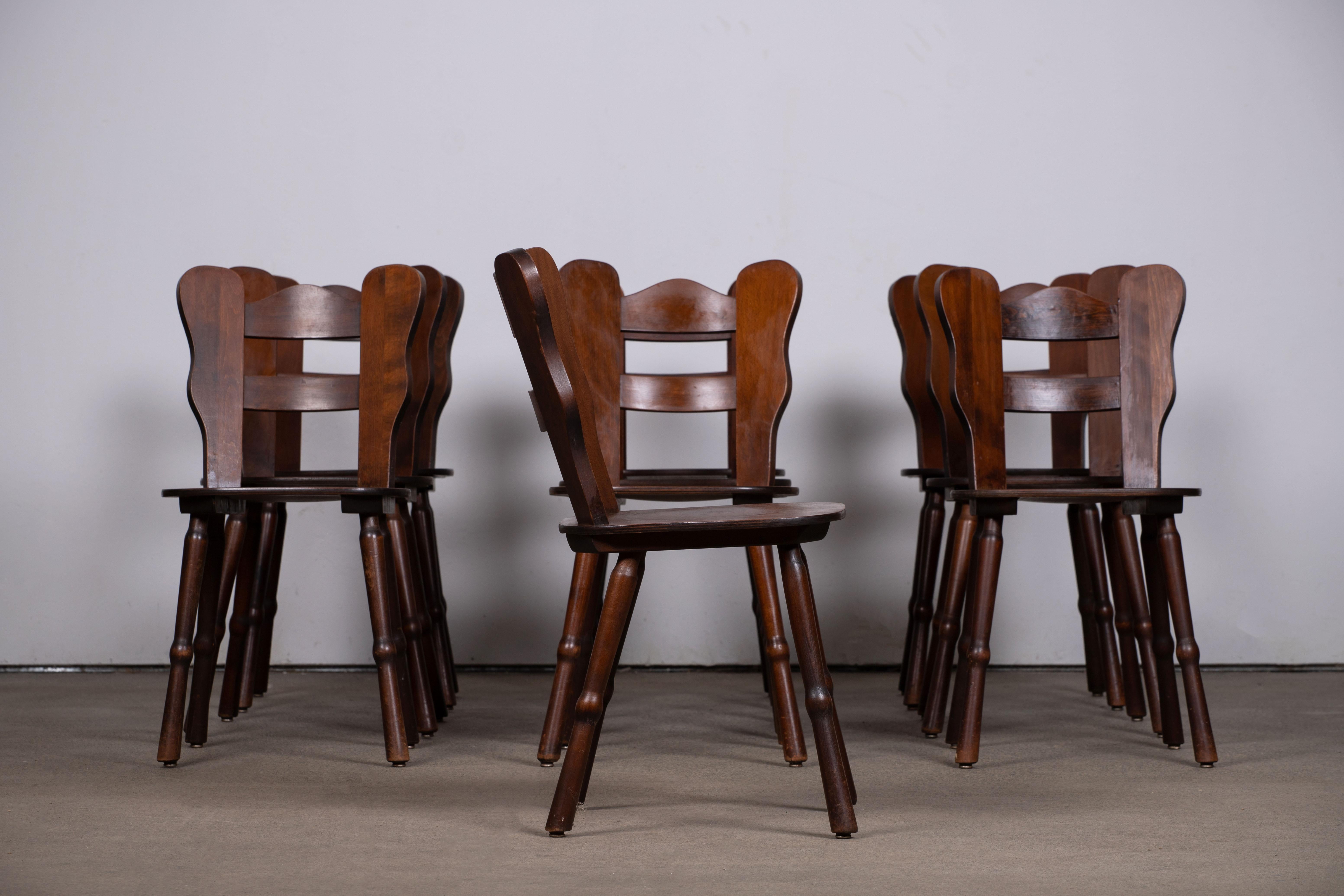 Ensemble brutaliste de 6 chaises, France, 1940 en vente 4