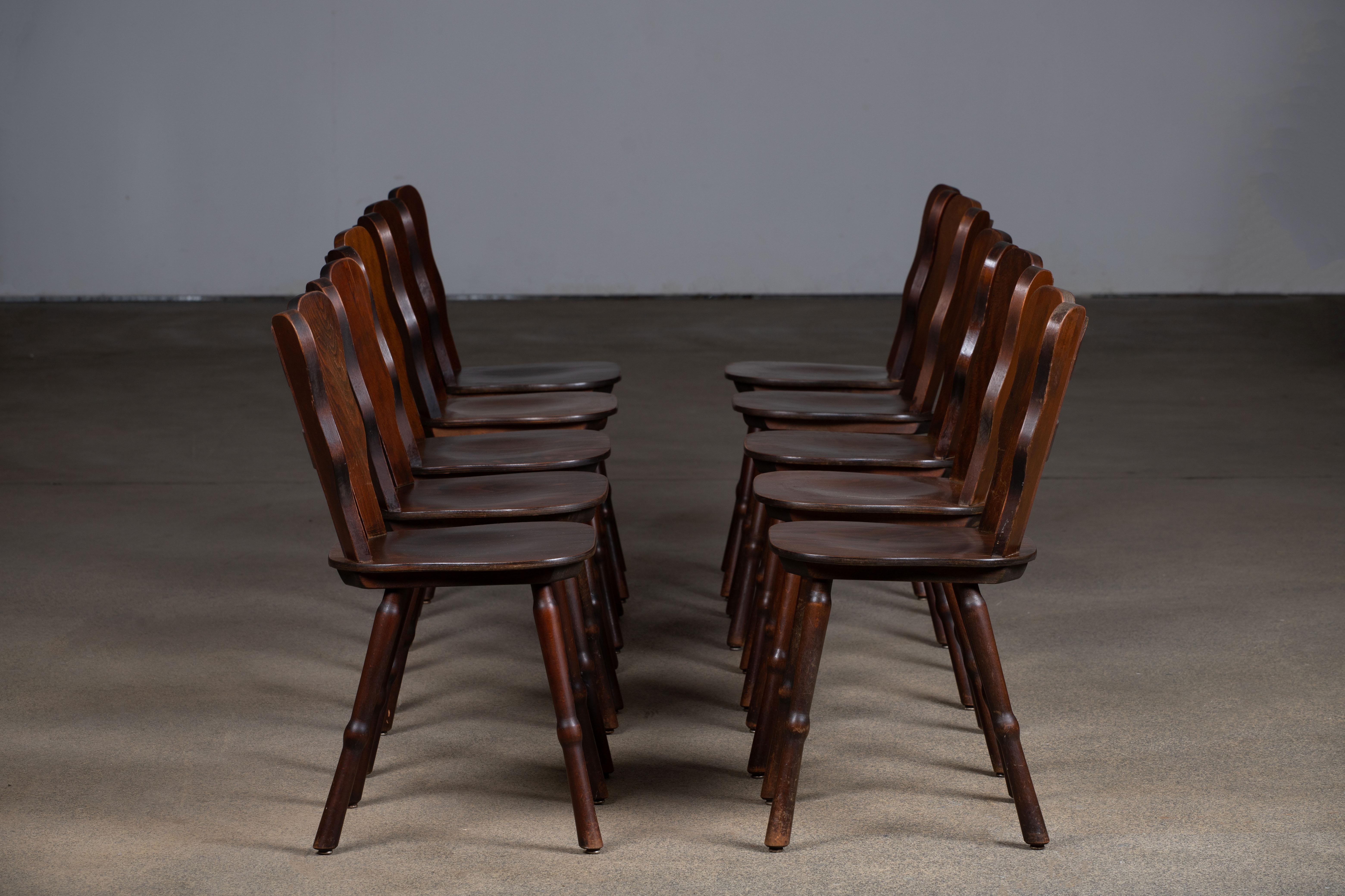 Brutalist Set of 6 Chairs, France, 1940 For Sale 6