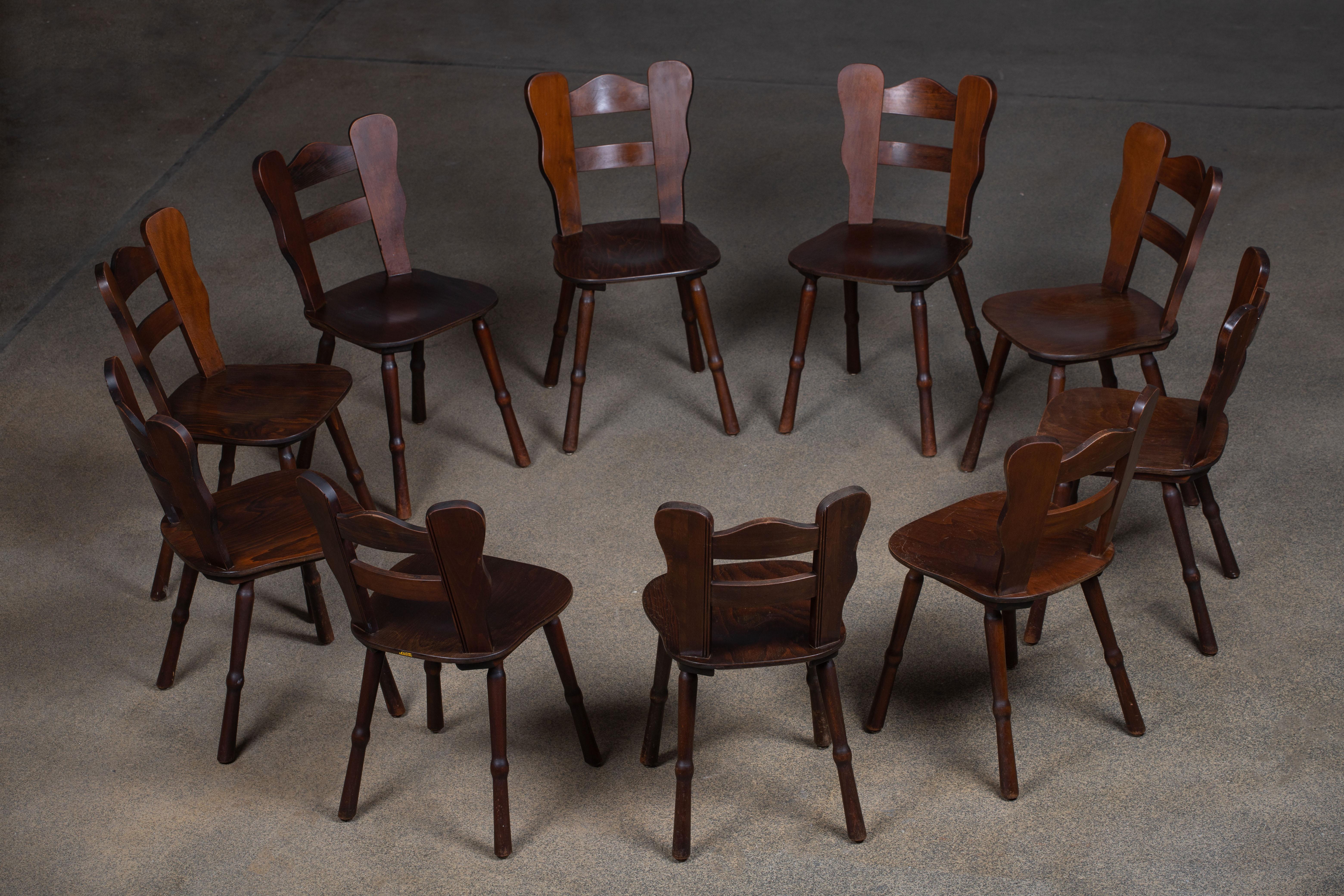 Brutalist Set of 6 Chairs, France, 1940 For Sale 7