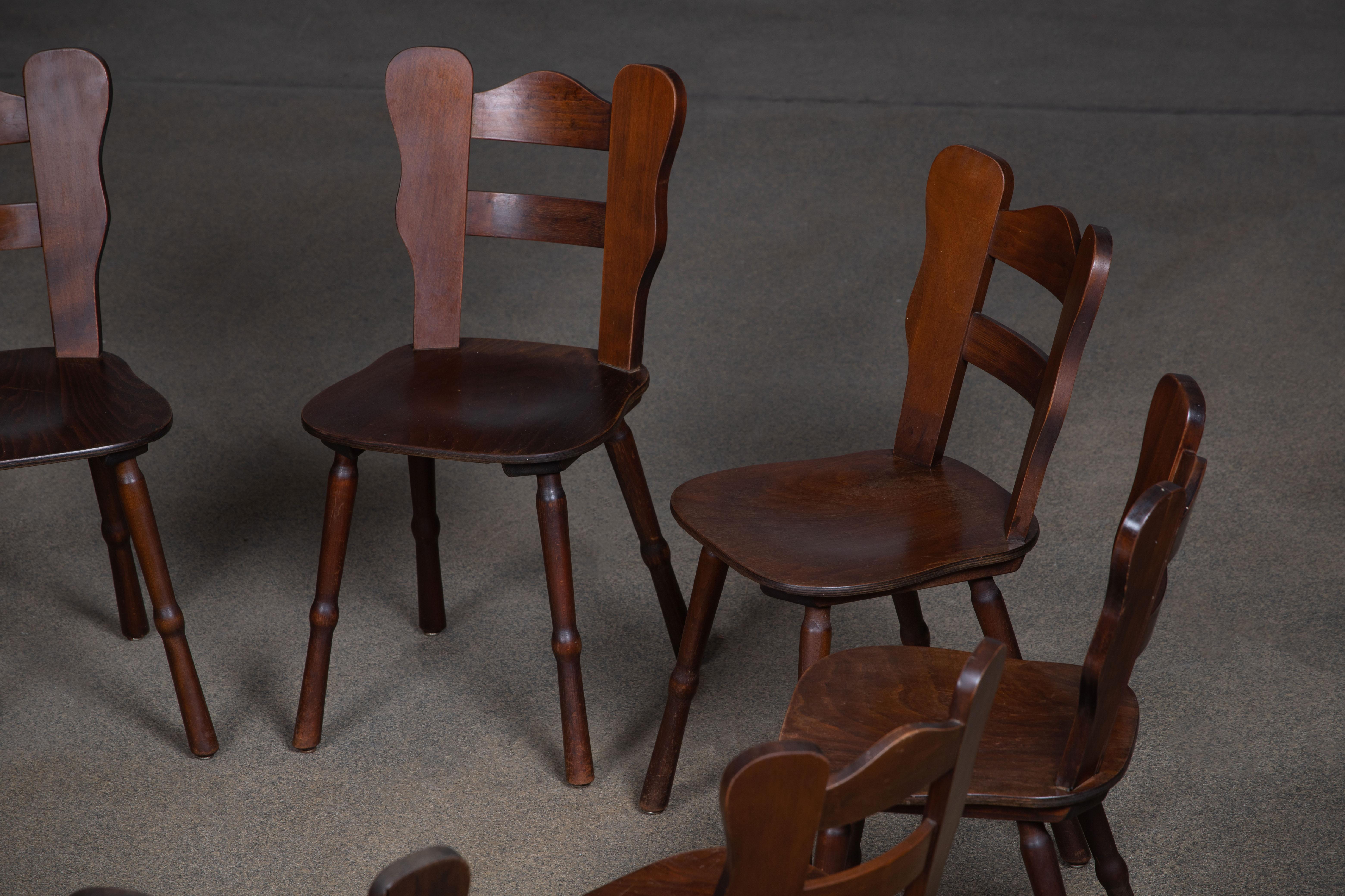 Brutalist Set of 6 Chairs, France, 1940 For Sale 9