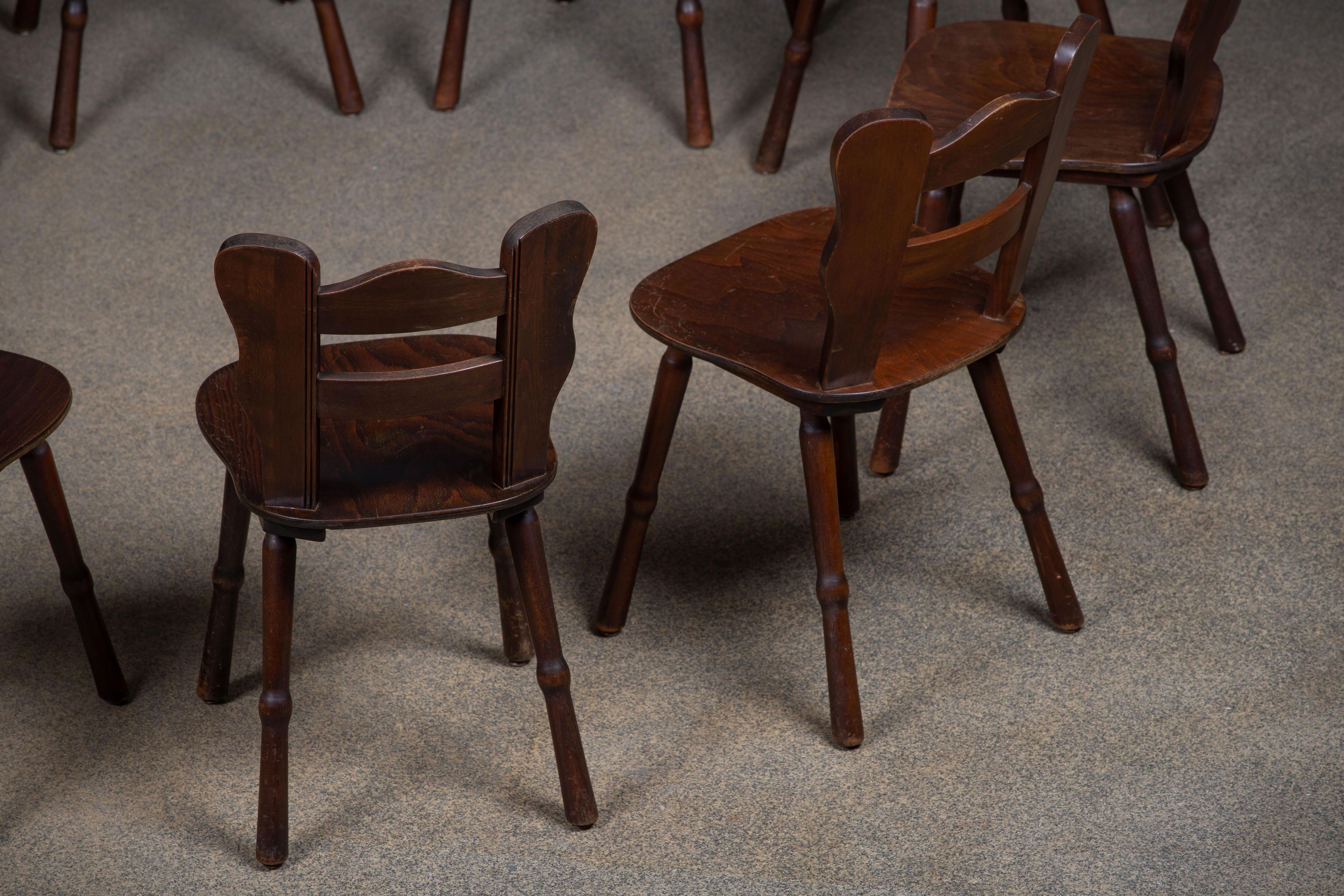 Brutalist Set of 6 Chairs, France, 1940 For Sale 10