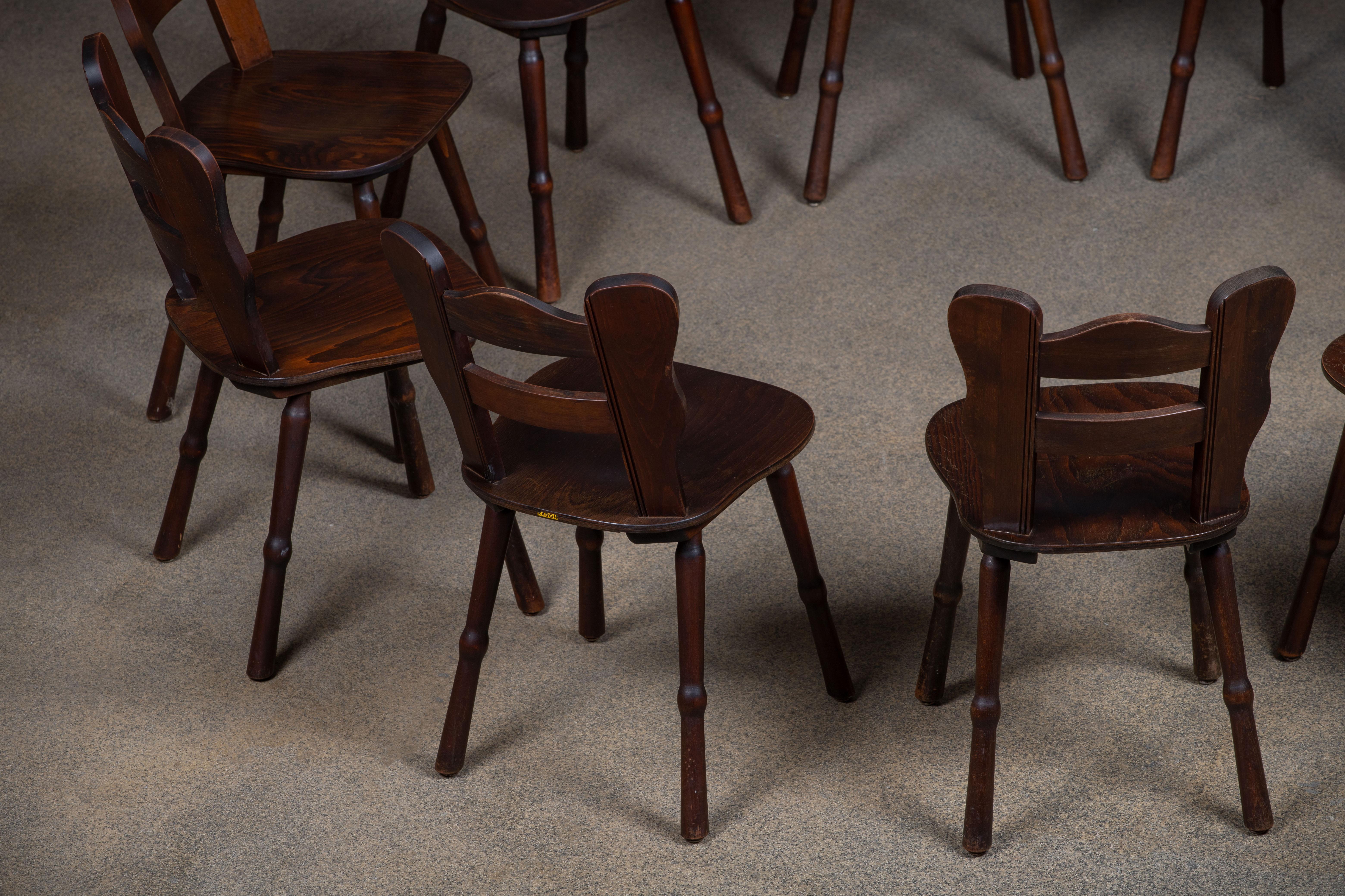 Brutalist Set of 6 Chairs, France, 1940 For Sale 11