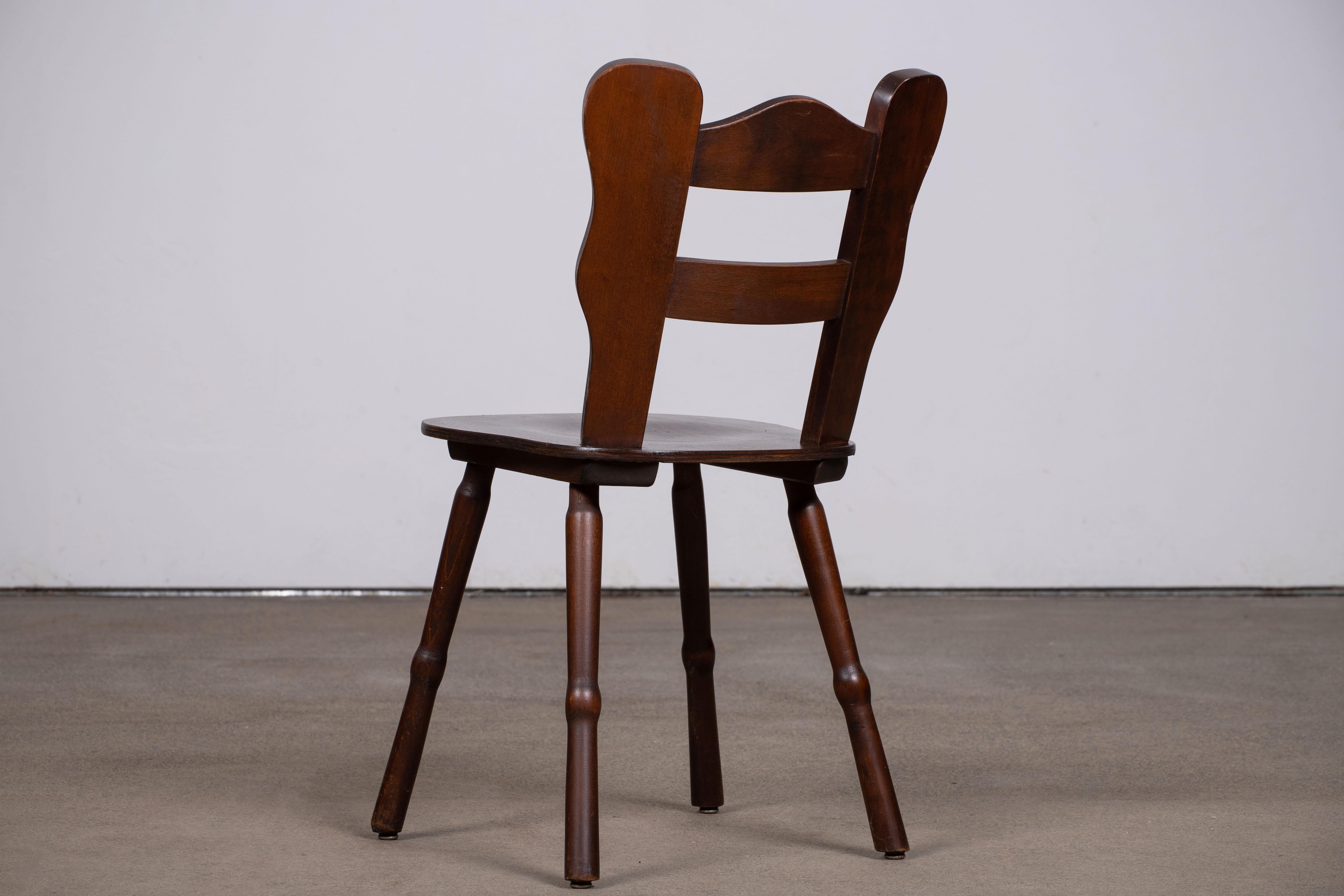 Mid-20th Century Brutalist Set of 6 Chairs, France, 1940 For Sale