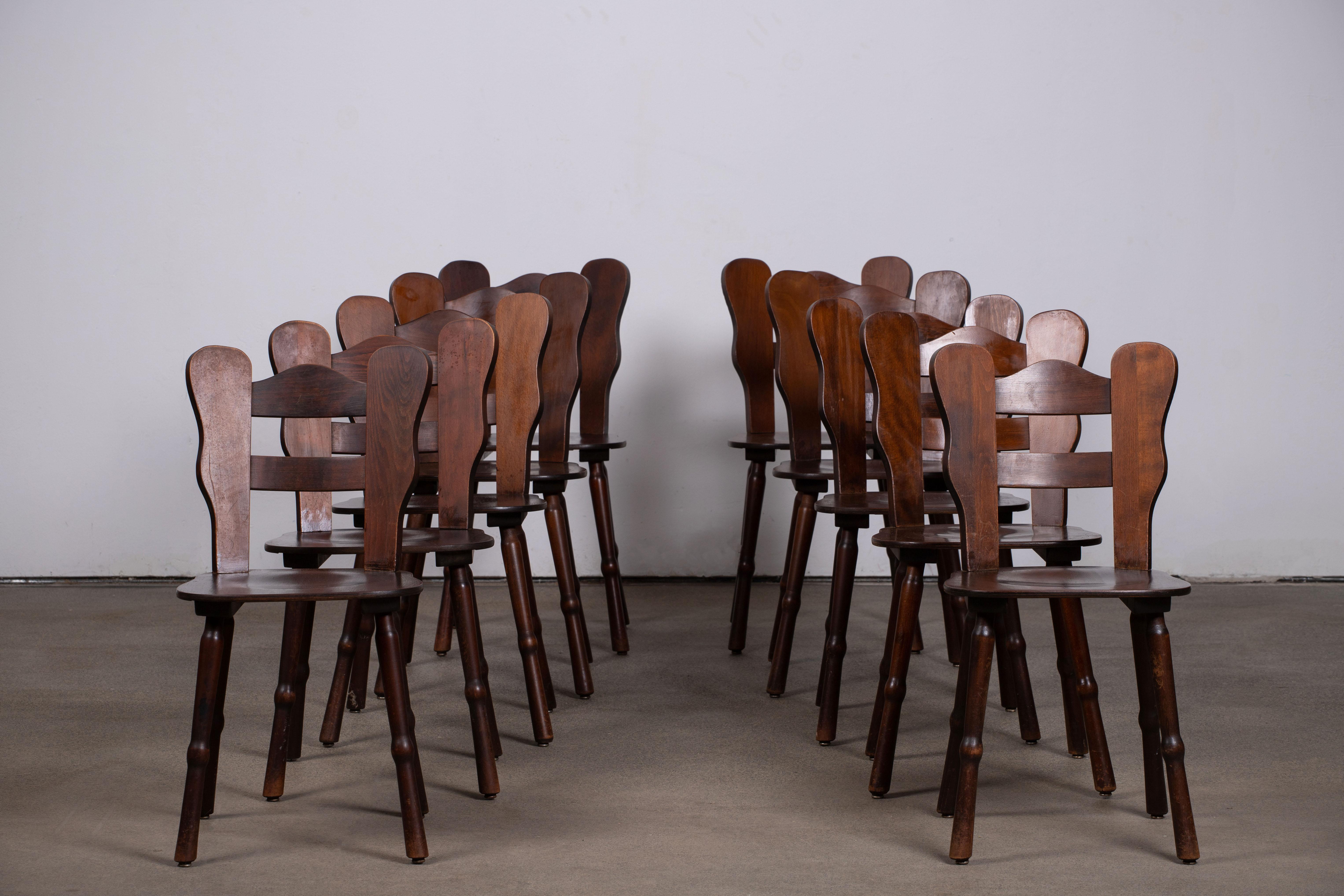 Brutalist Set of 6 Chairs, France, 1940 For Sale 1