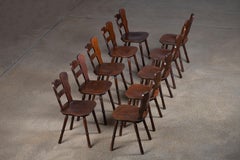 Brutalist Set of 6 Chairs, France, 1940