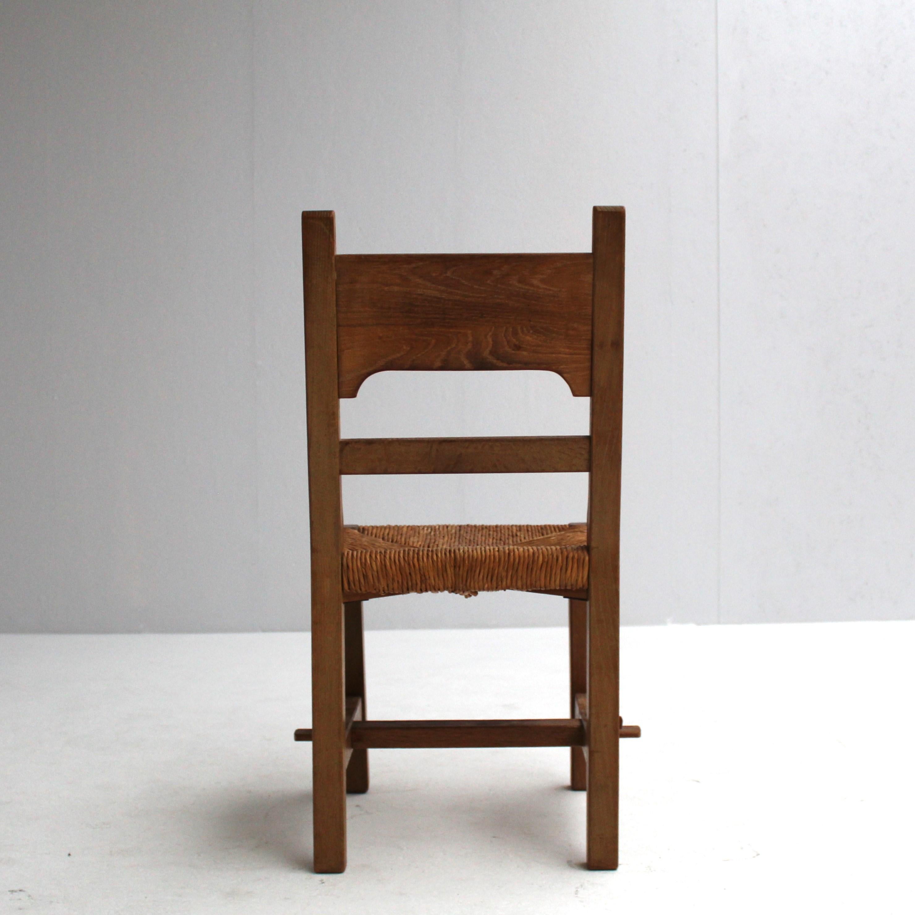 Brutalist set of 6 chairs with rush seat 5