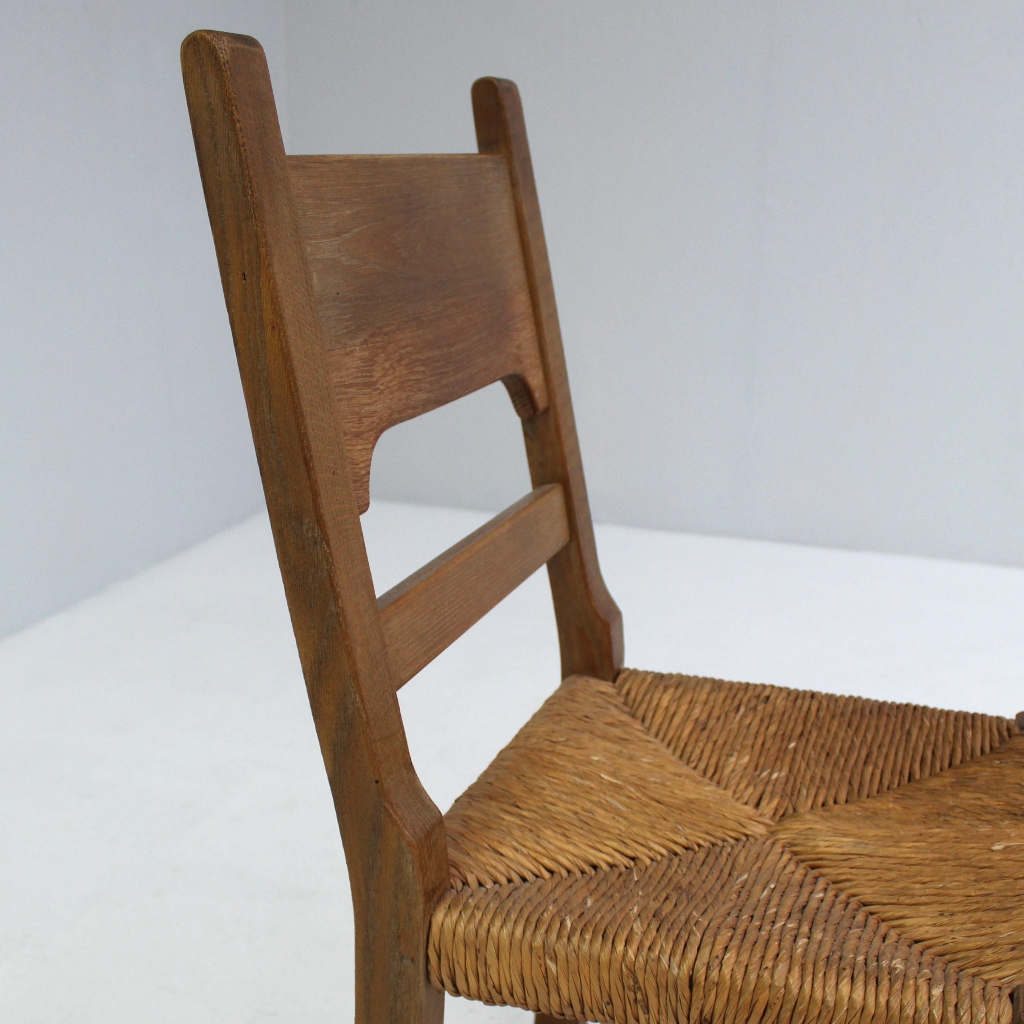 Late 20th Century Brutalist set of 6 chairs with rush seat