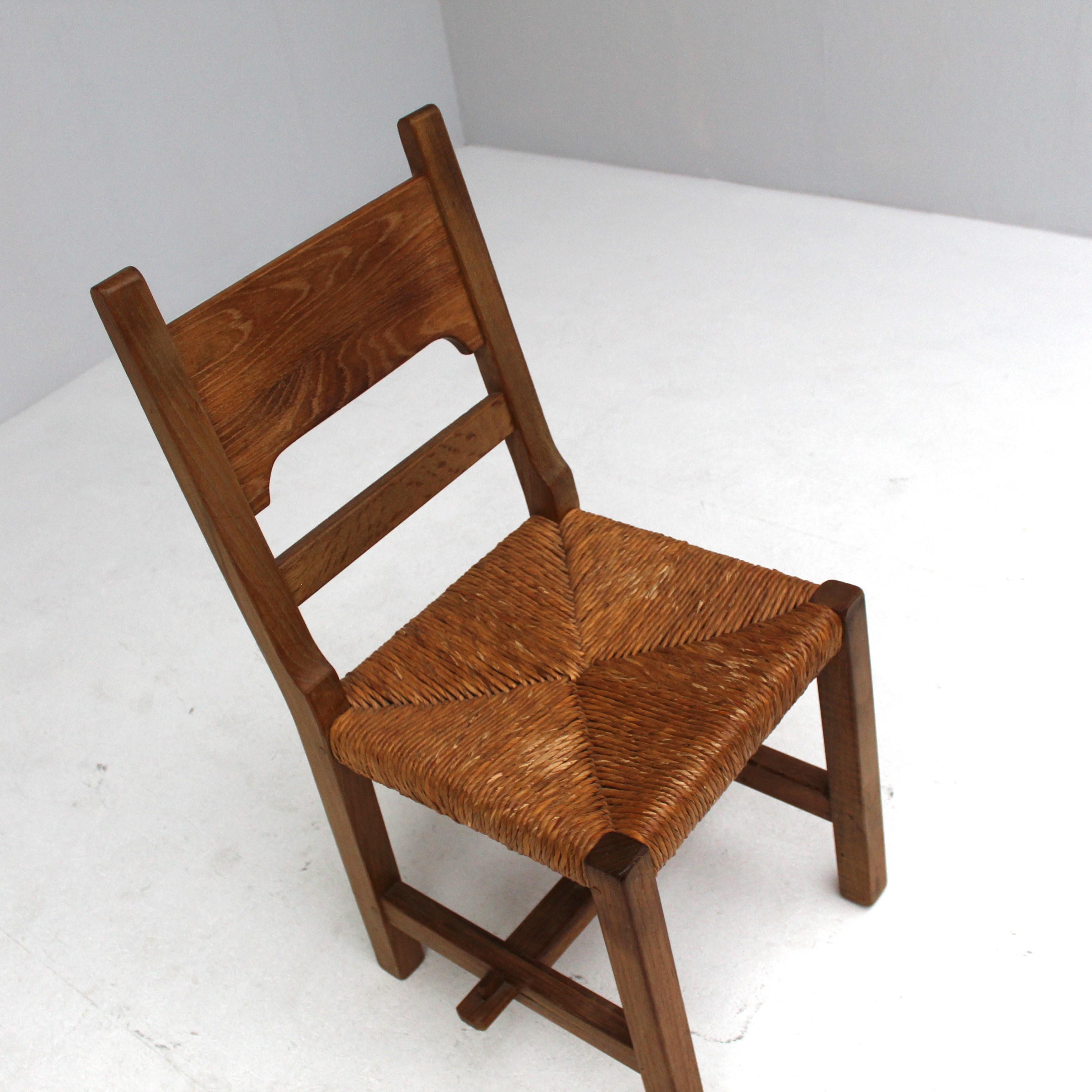 Brutalist set of 6 chairs with rush seat 3