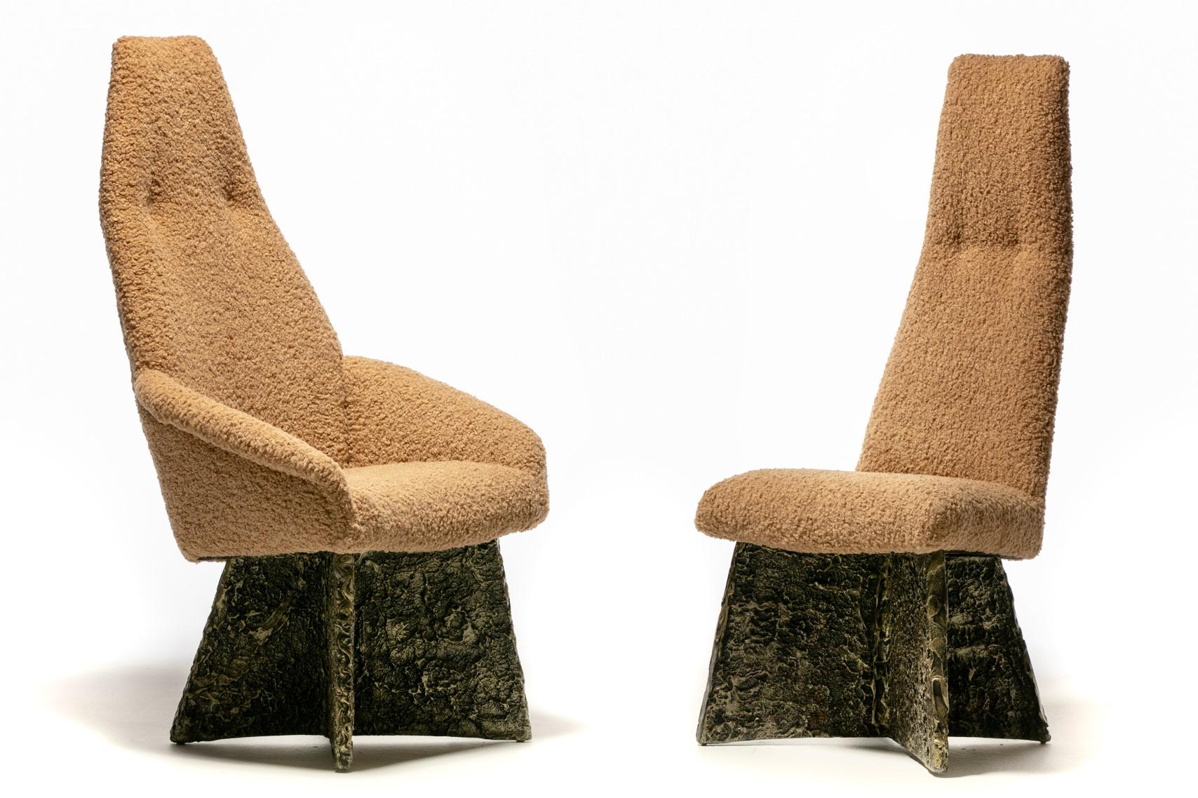 Late 20th Century Brutalist Set of 6 Dining Chairs in Latte Bouclé by Adrian Pearsall c. 1970