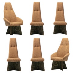 Brutalist Set of 6 Dining Chairs in Latte Bouclé by Adrian Pearsall c. 1970