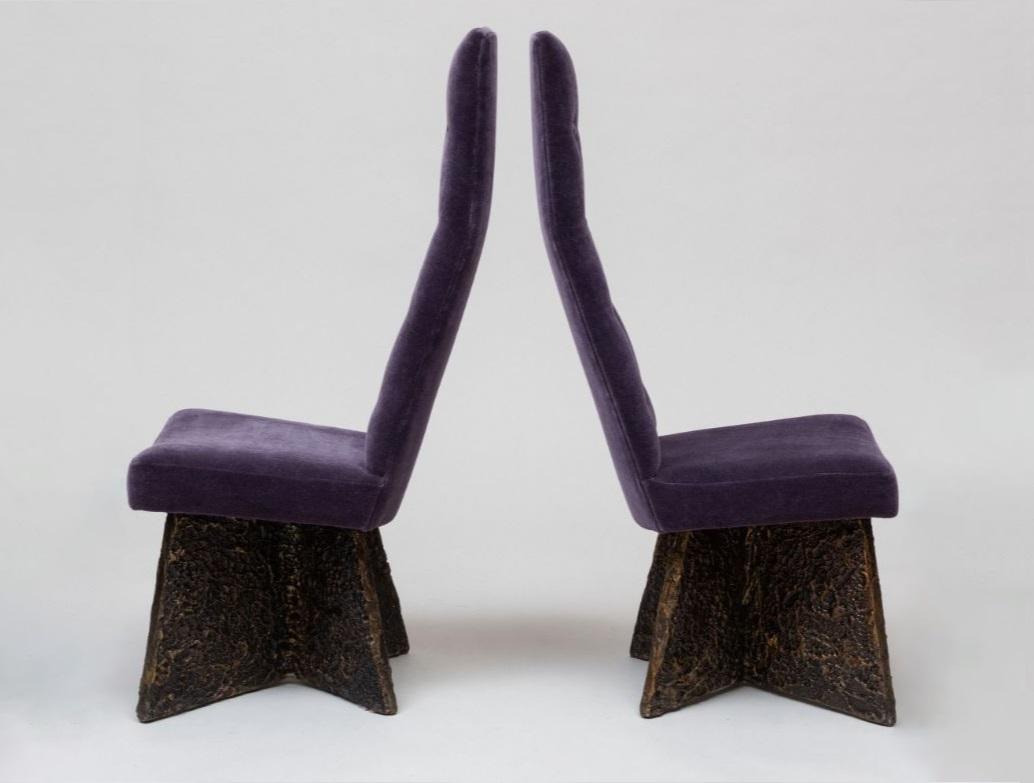 Brutalist Set of 6 Mohair Dining Chairs by Adrian Pearsall c. 1960 For Sale 6