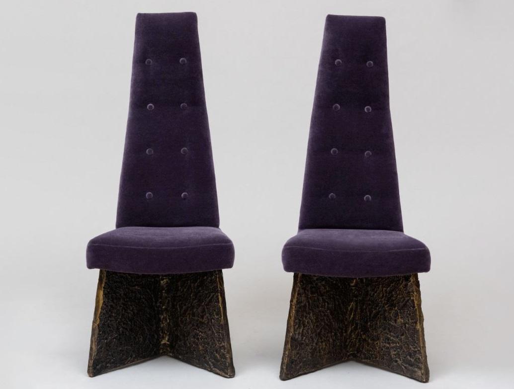 American Brutalist Set of 6 Mohair Dining Chairs by Adrian Pearsall c. 1960 For Sale