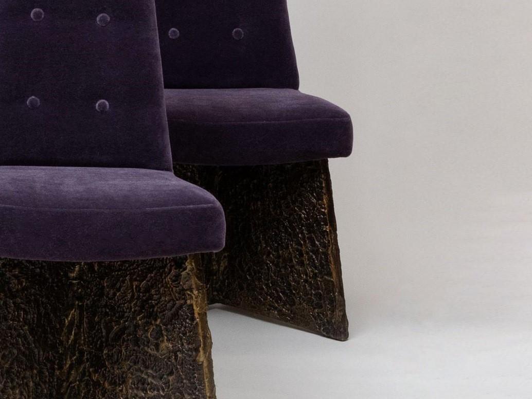 Metà XX secolo Set di 6 sedie da pranzo brutaliste in mohair di Adrian Pearsall c. 1960 in vendita
