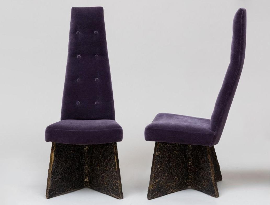 Brutalist Set of 6 Mohair Dining Chairs by Adrian Pearsall c. 1960 For Sale 3