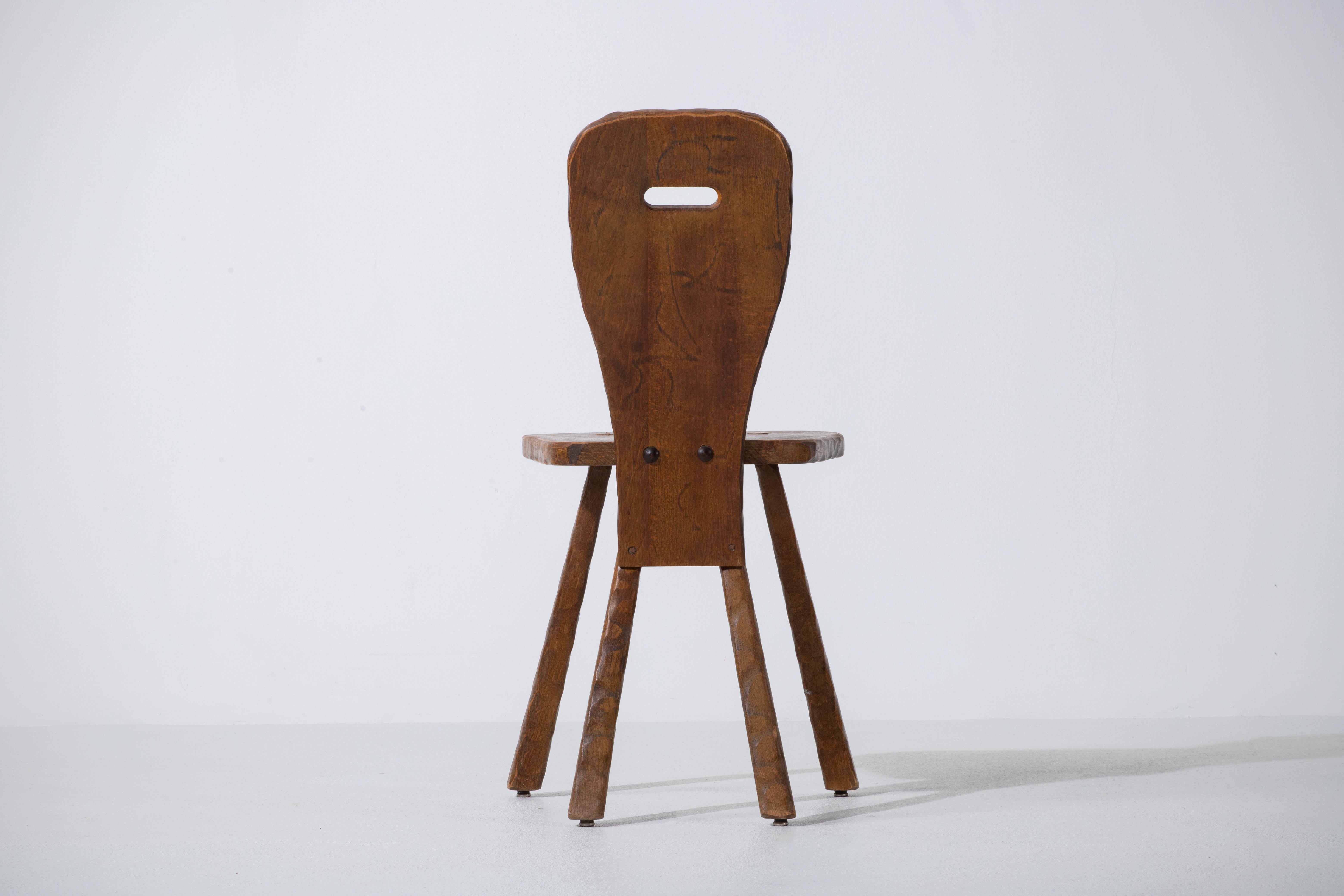Brutalist Set of 8 Chairs, France, 1940 For Sale 7