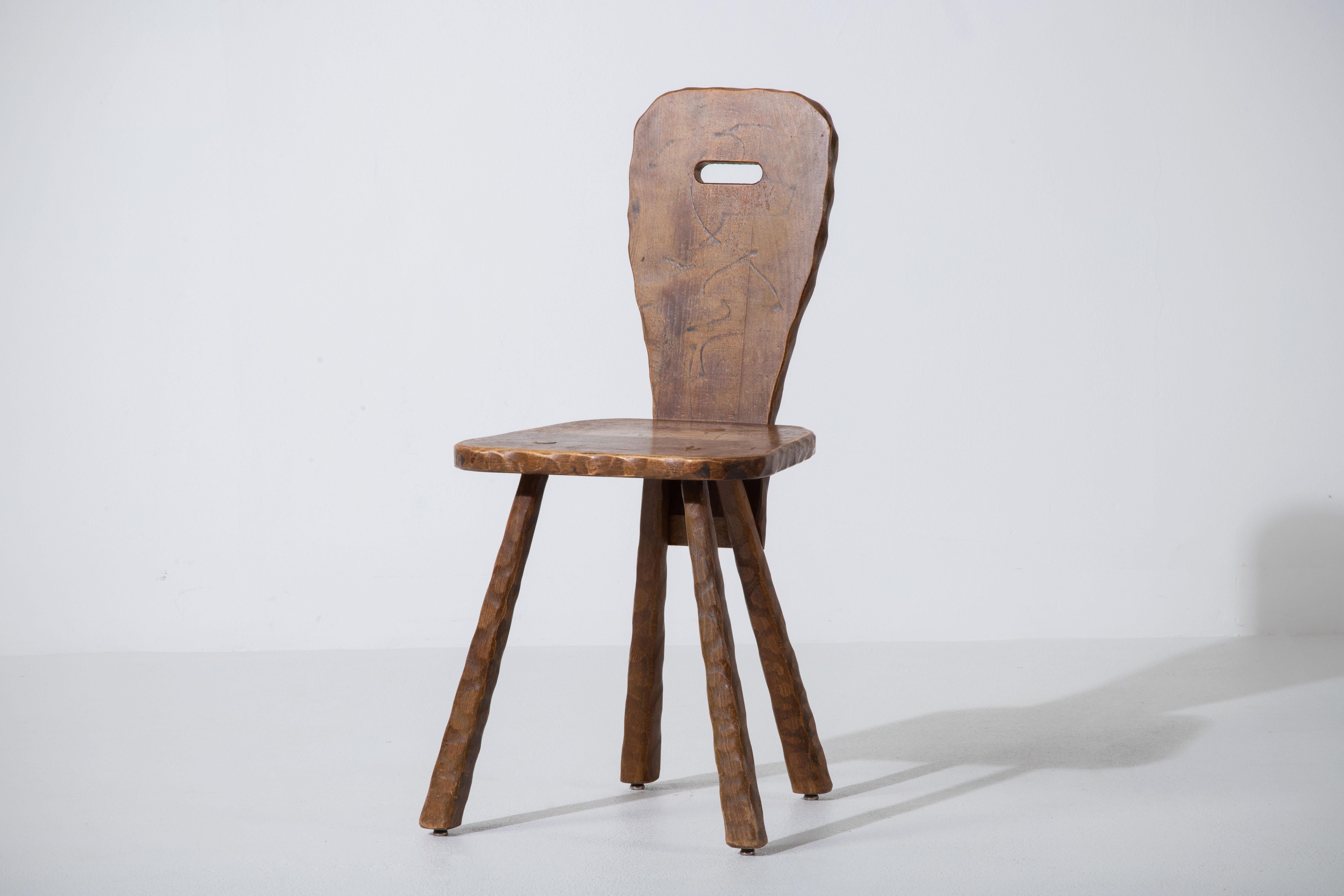 Ensemble brutaliste de 8 chaises, France, 1940 Bon état - En vente à Wiesbaden, DE