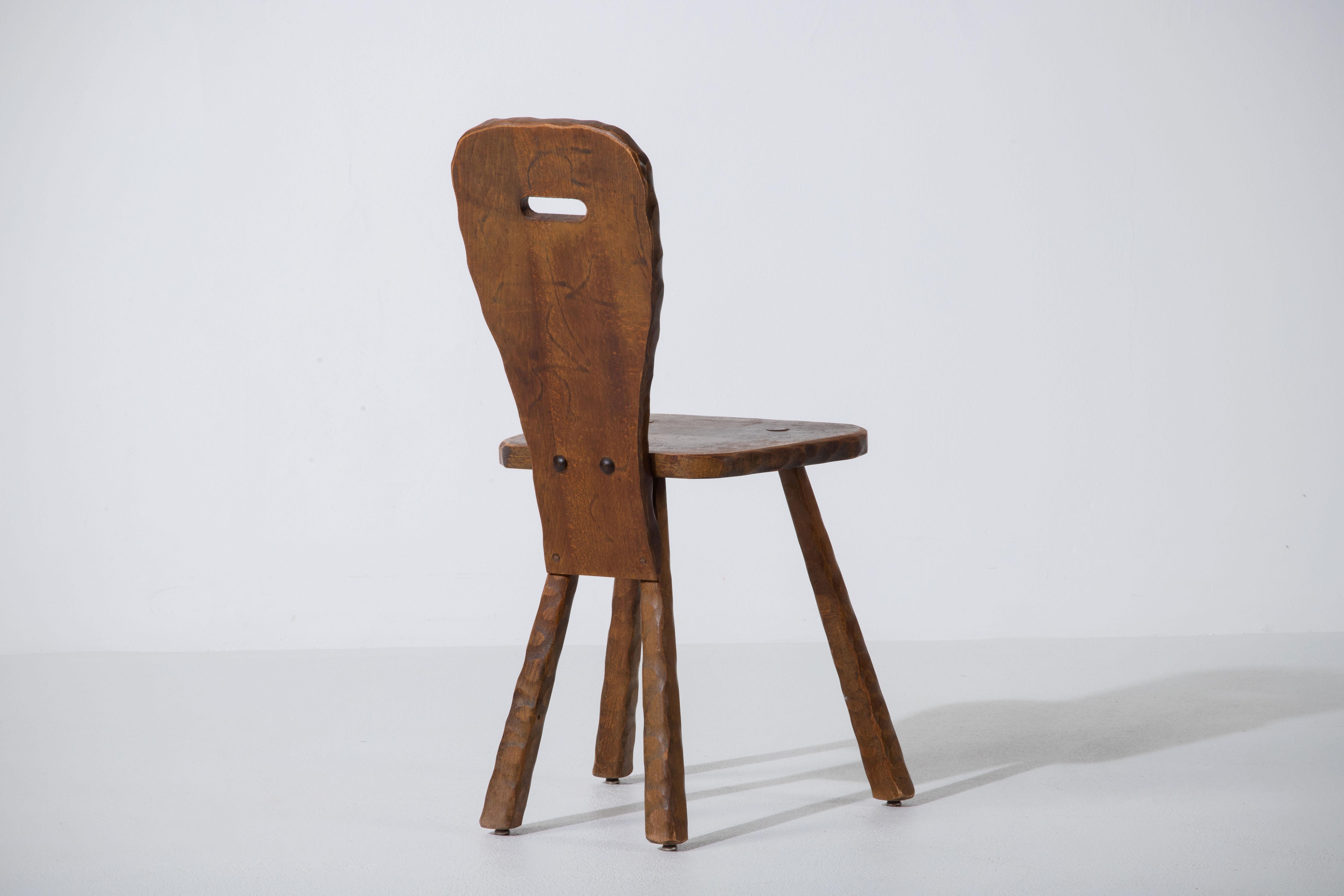 Mid-20th Century Brutalist Set of 8 Chairs, France, 1940 For Sale
