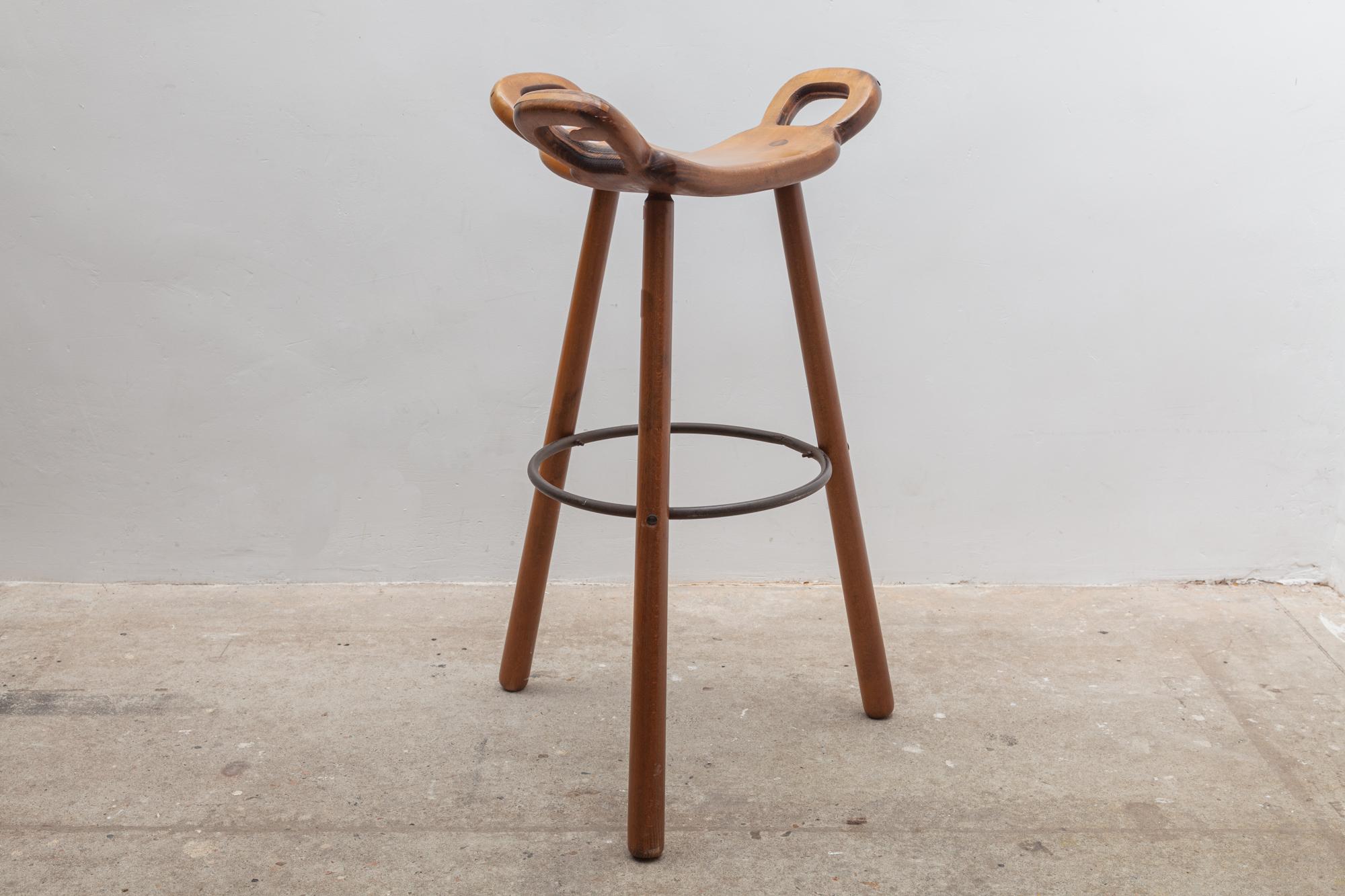 Spanish Brutalist Set of Four Bar-Stools 