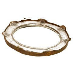 Brutalist Set of Mirrow and Wall Lights, Bronce Glass Lothar Klute Signed, 1980s