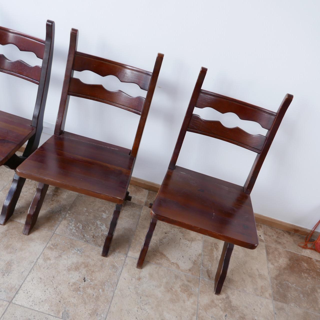 Belgian Brutalist Set of Six Belgium Dining Chairs '6' For Sale