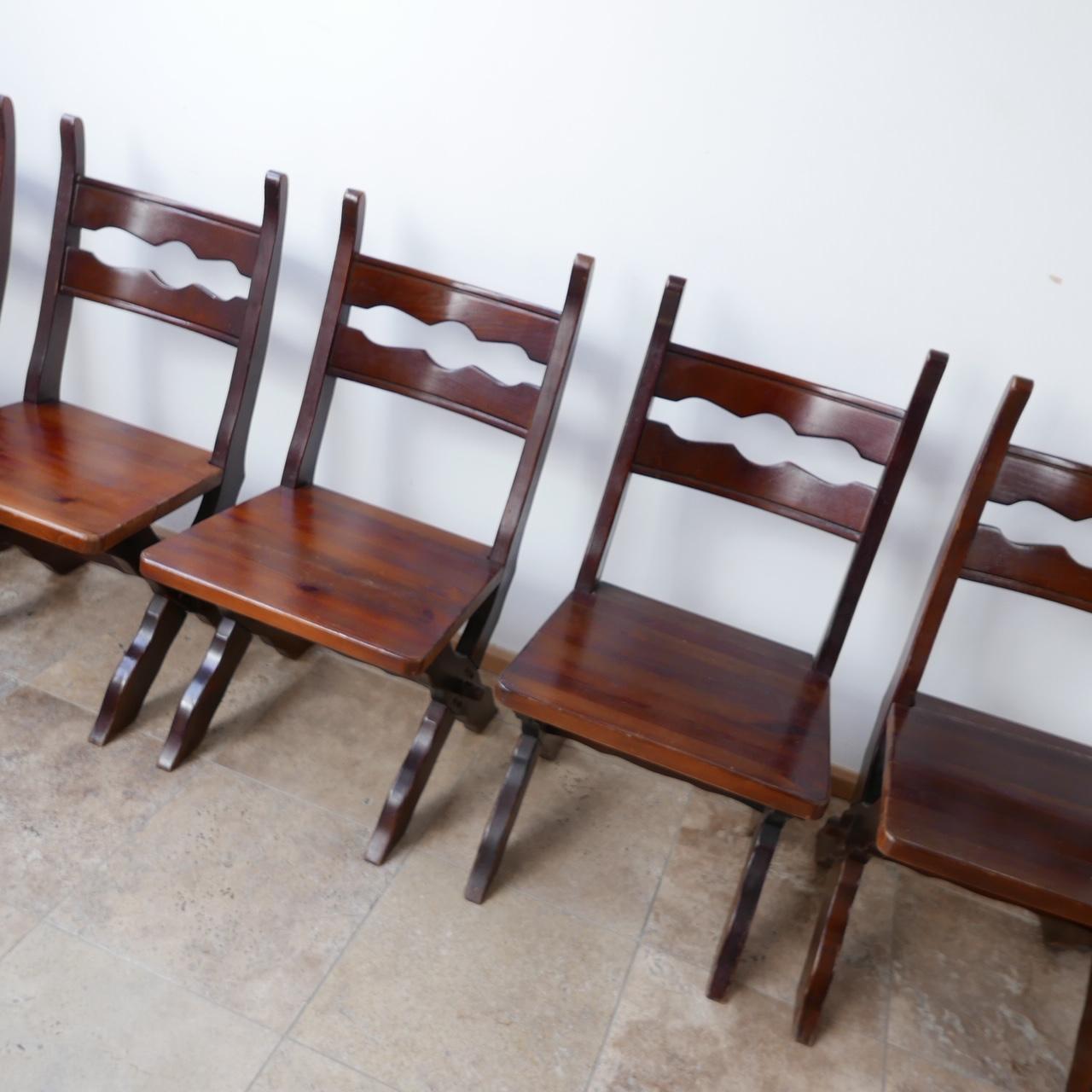 Brutalist Set of Six Belgium Dining Chairs '6' In Good Condition For Sale In London, GB