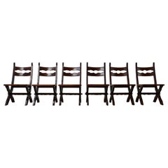 Vintage Brutalist Set of Six Belgium Dining Chairs '6'