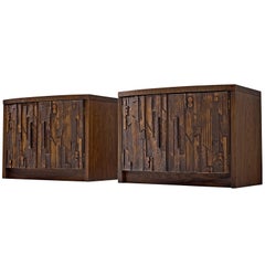 Brutalist Set of Two Cabinets in Oak, 1960’s