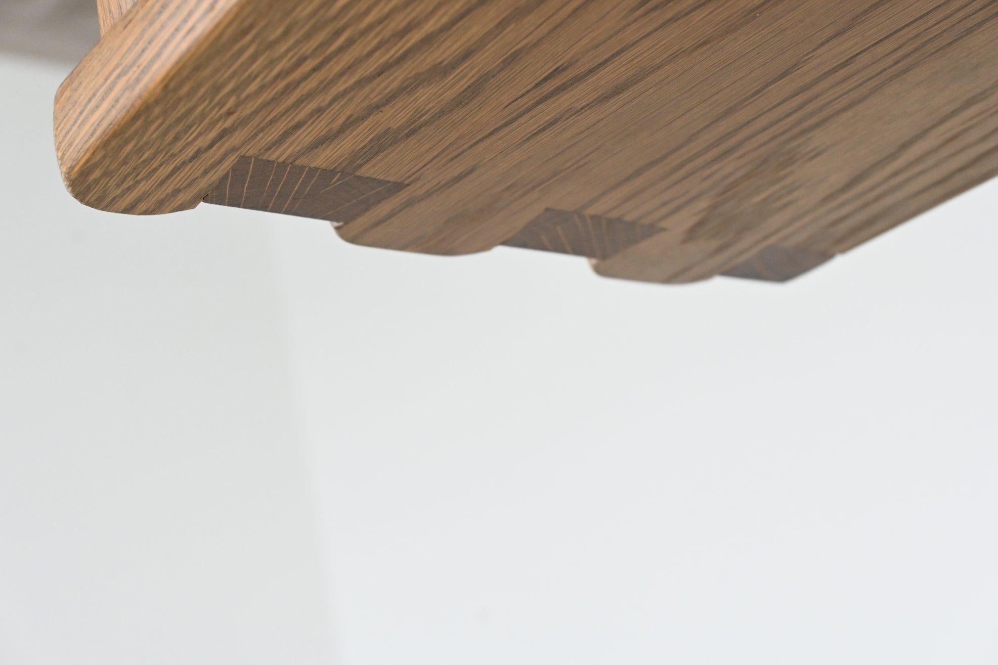 Brutalist shelving unit bookcase in oak Mid Century The Netherlands 1970 7
