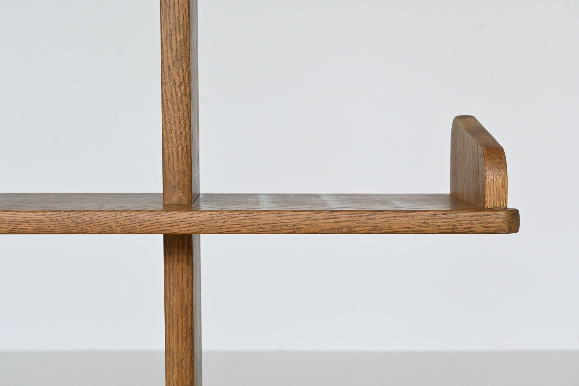 Brutalist shelving unit bookcase in oak Mid Century The Netherlands 1970 8