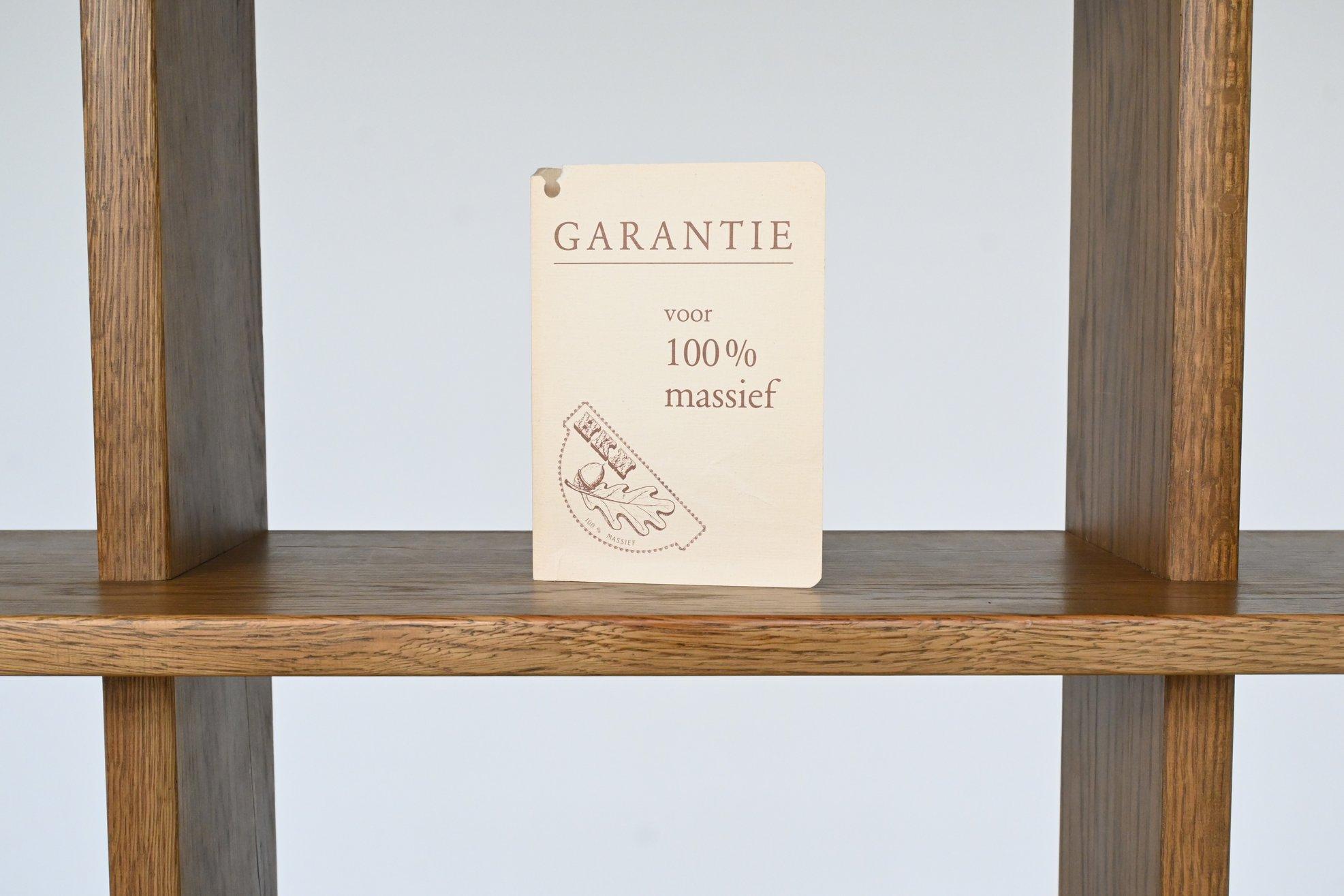 Brutalist shelving unit bookcase in oak Mid Century The Netherlands 1970 12