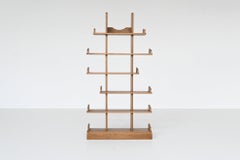 Brutalist shelving unit bookcase in oak Mid Century The Netherlands 1970