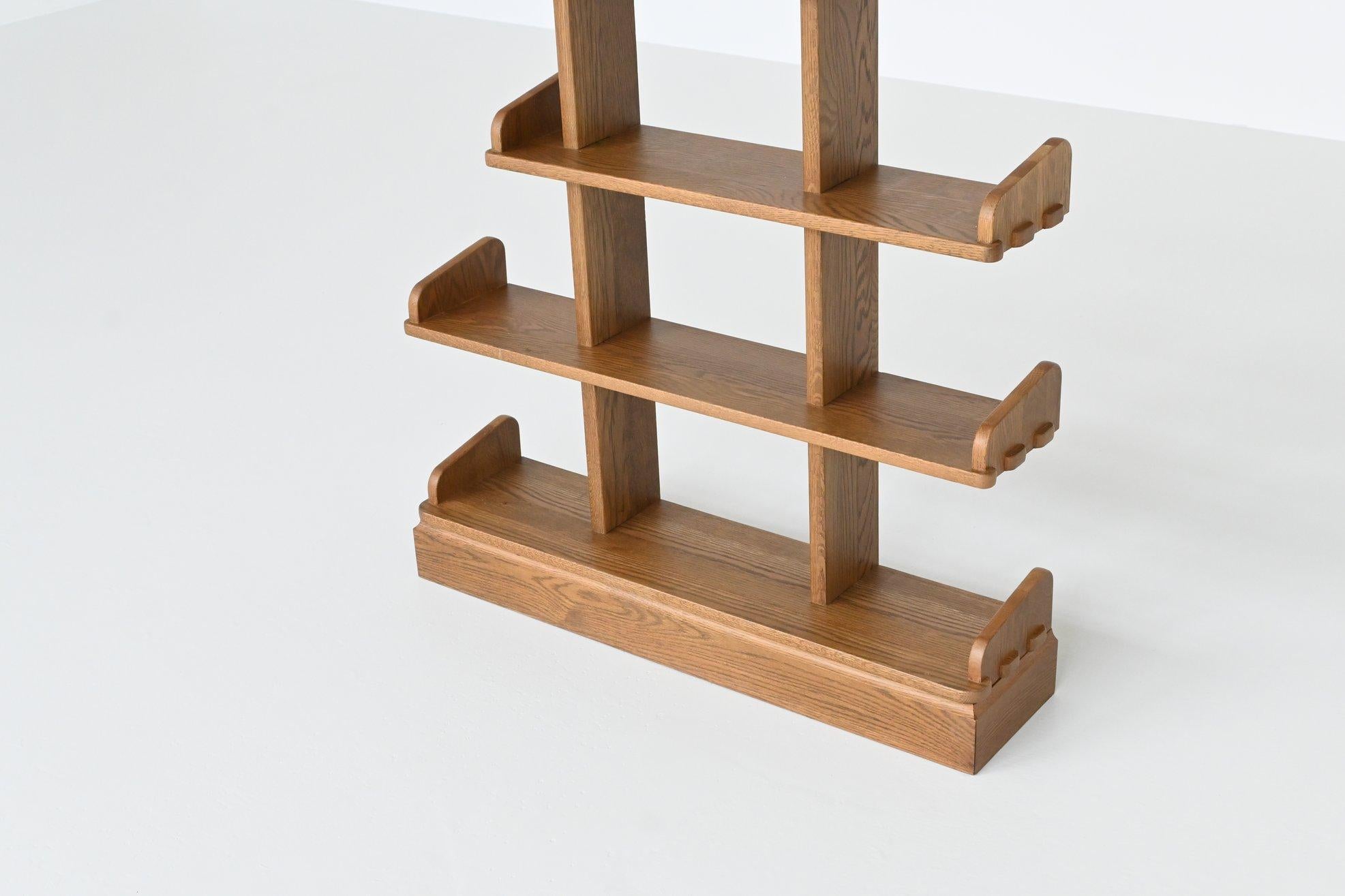 Oak Brutalist shelving unit bookcase in oak Mid Century The Netherlands 1970