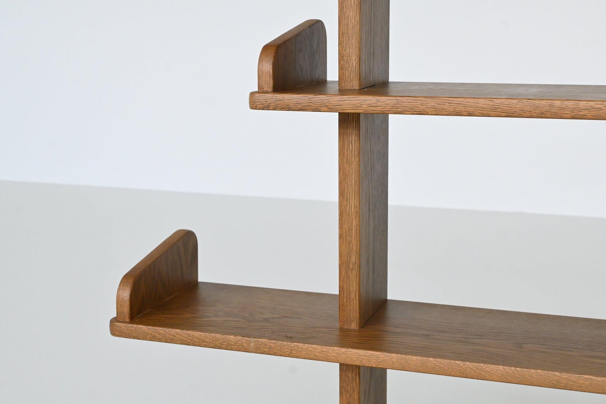 Brutalist shelving unit bookcase in oak Mid Century The Netherlands 1970 2