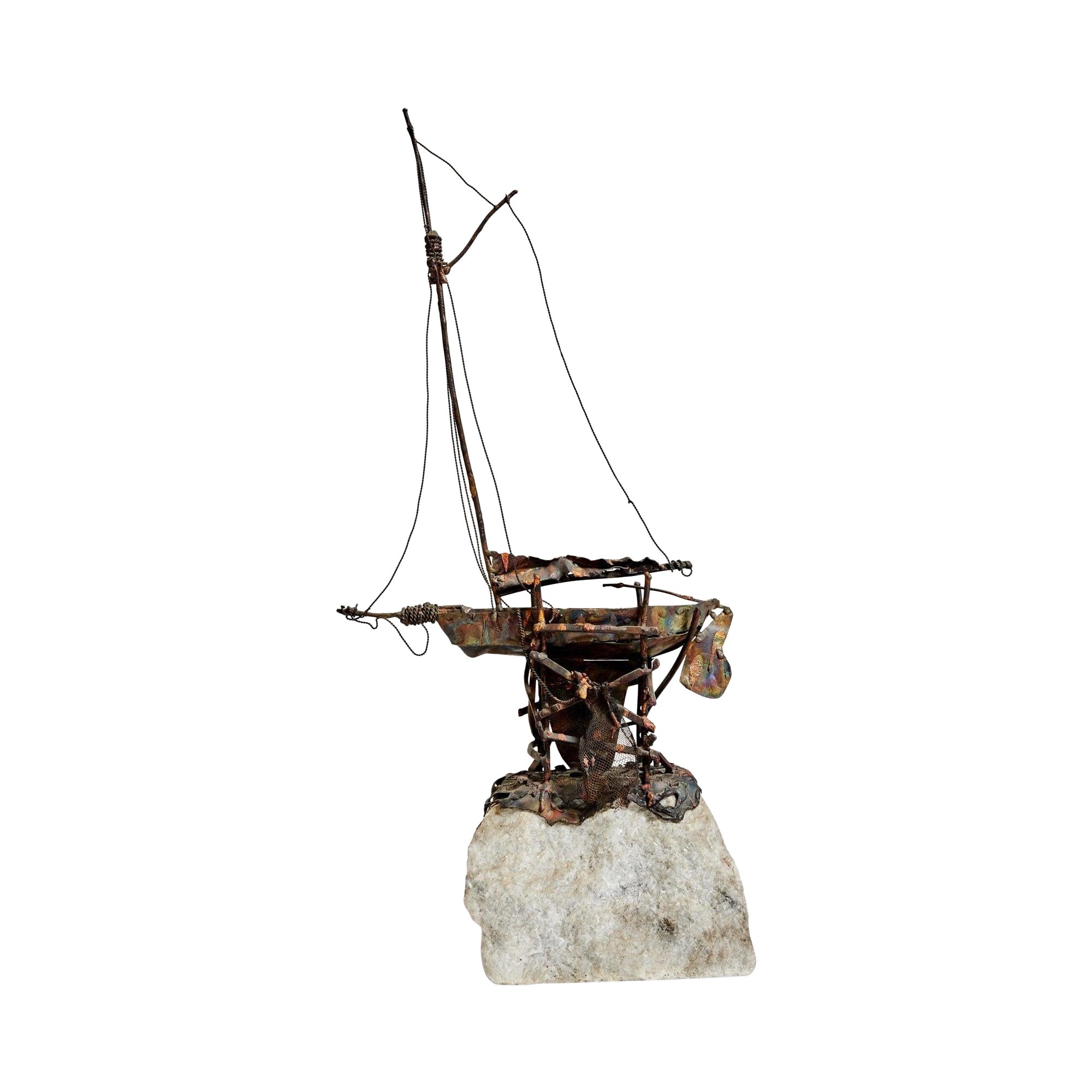 Brutalist Ship Sculpture by Parker